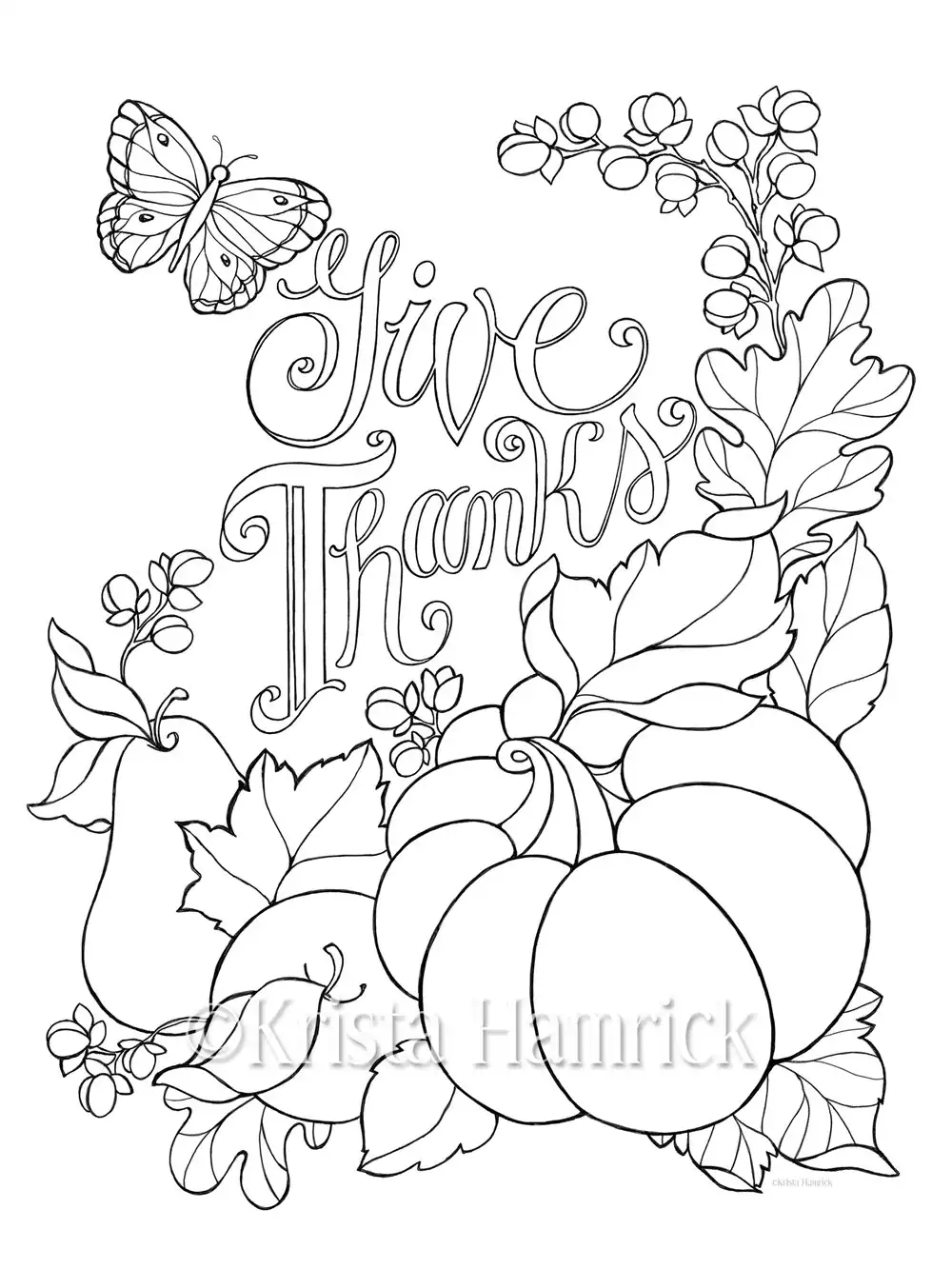 Give Thanks Coloring Page In Two Sizes 8 5X11 And Bible Journaling Tip in 6X8 Etsy