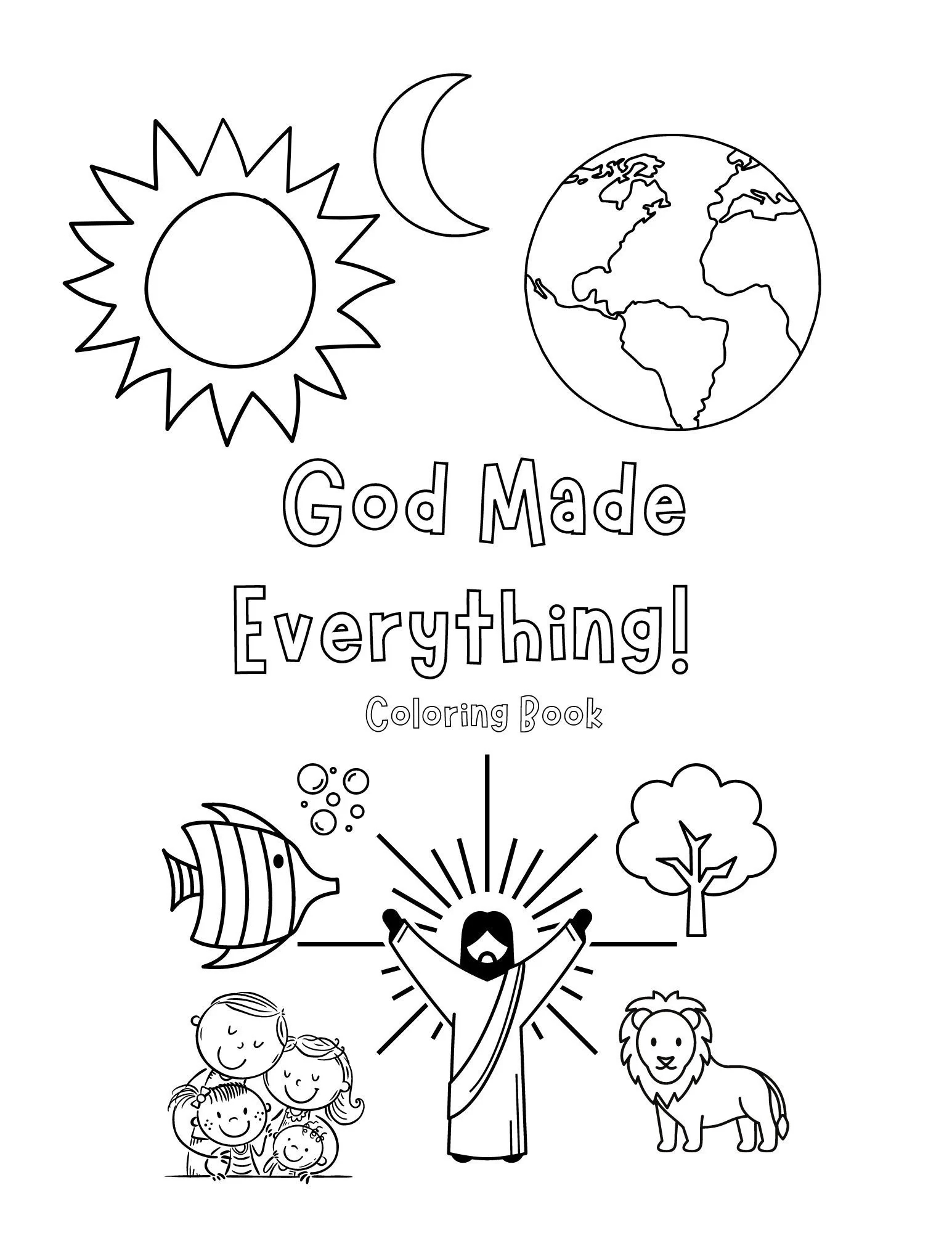 God Made Everything Christian Coloring Book Etsy God Made Everything Christian Coloring Book Etsy