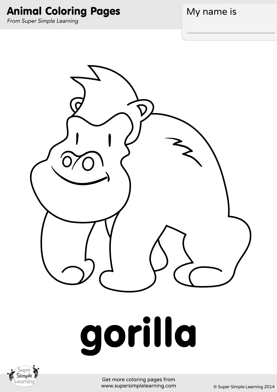 Gorilla Coloring Page Super Simple
