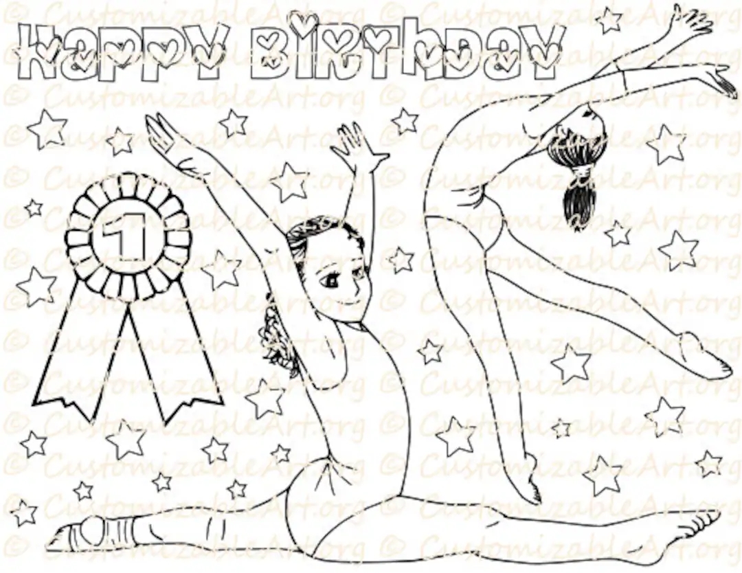 Gymnastics Coloring Page Printable Cute Girl Gymnast Love Gymnastics Party Favors Colouring Sheet Birthday Party Printables Digital Download Etsy New Zealand