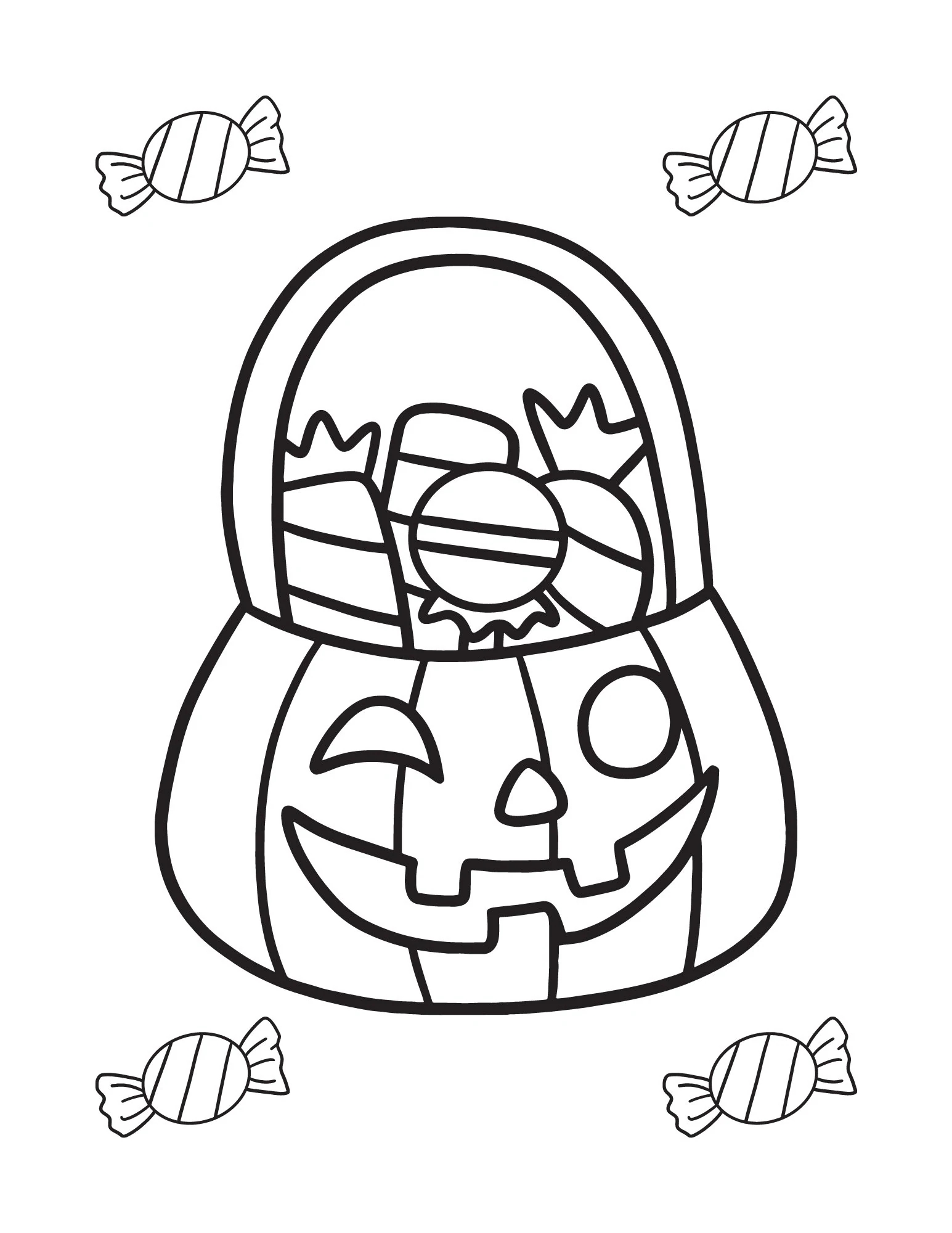 Halloween Candy Basket Coloring Page Instant Download Etsy