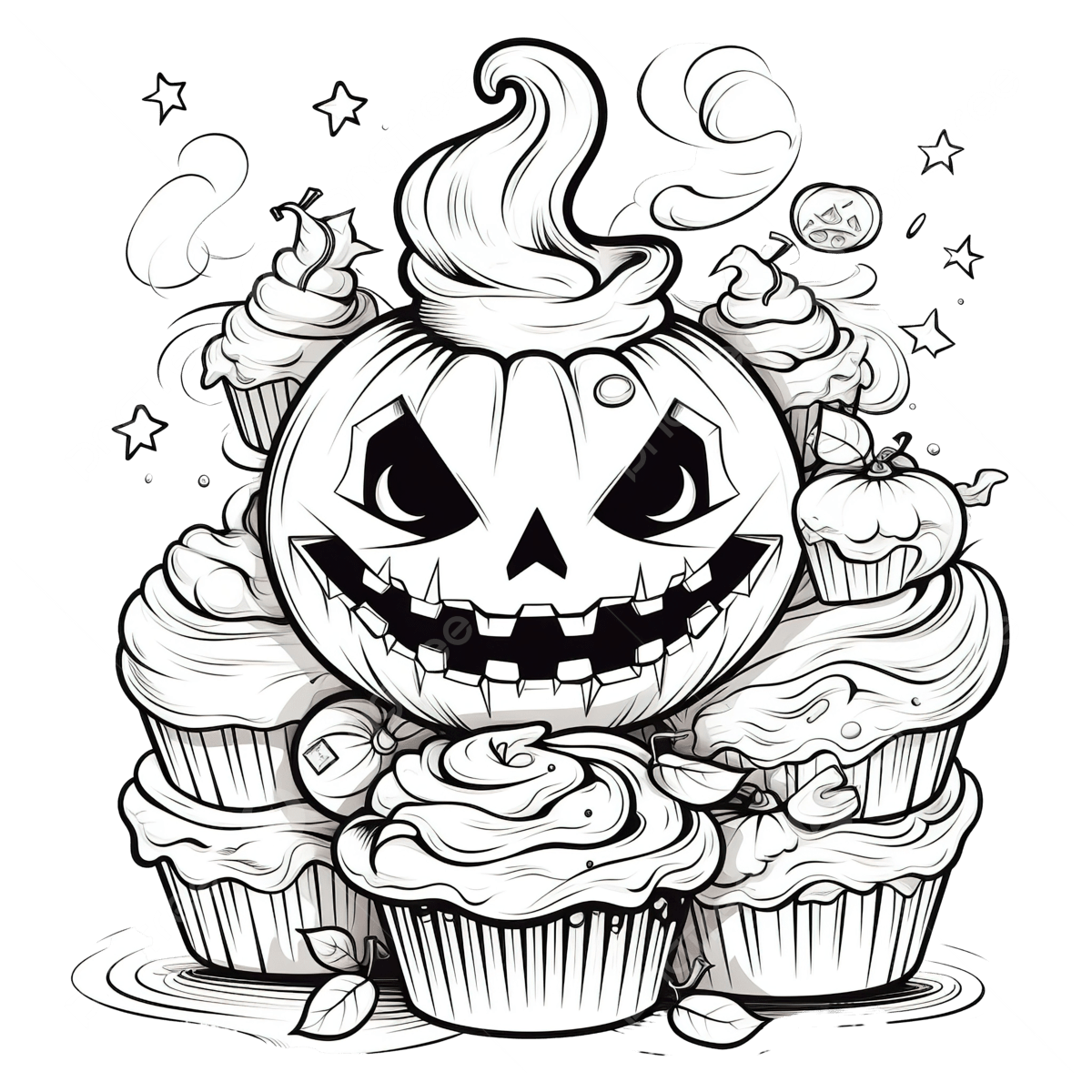 Halloween Coloring Page With Sweet Scary Pastries Sweets And Halloween Coloring Page With Sweet Scary Pastries Sweets And