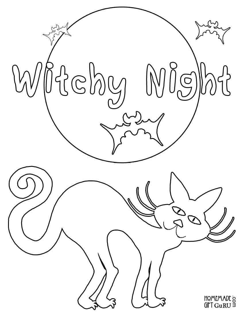 Free Printable Halloween Cat Coloring Pages