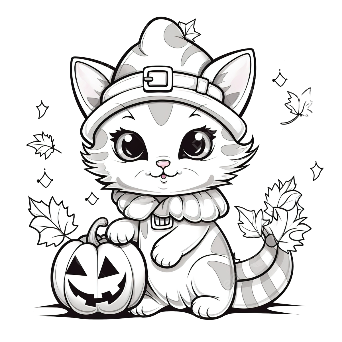 Halloween Cat Coloring Pages Free