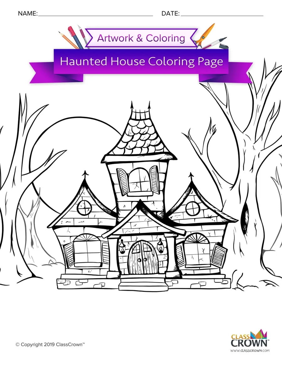 Halloween Haunted House Coloring Pages ClassCrown Halloween Haunted House Coloring Pages ClassCrown