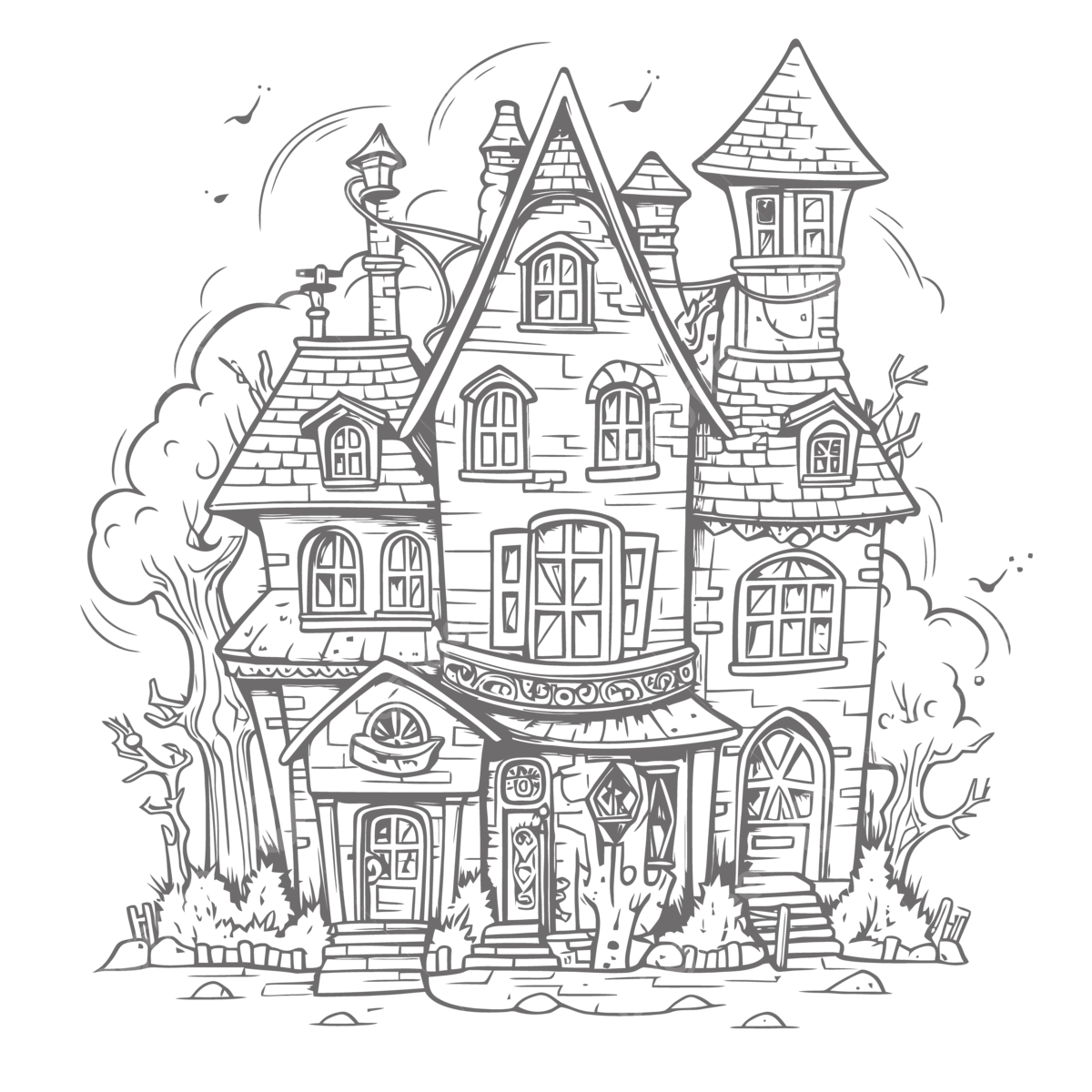 Halloween House Coloring Page Free Coloring Pages Outline Sketch Drawing Vector House Drawing Halloween Drawing Wing Drawing PNG And Vector With Transparent Background For Free Download