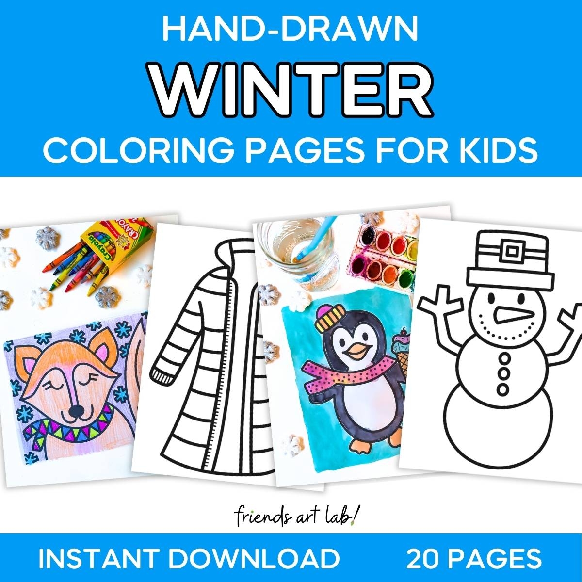 Hand Drawn Winter Coloring Pages For Kids