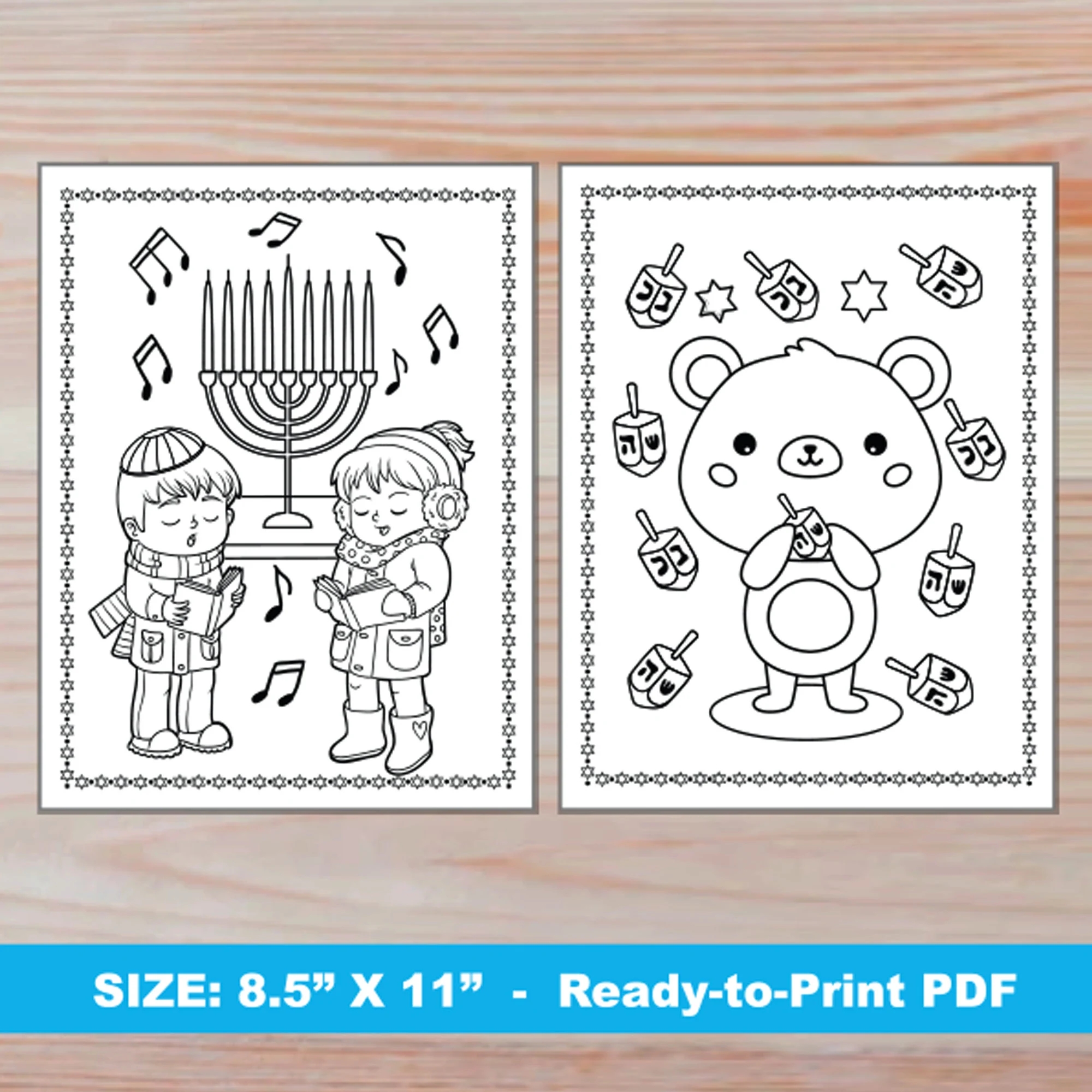 Hanukkah Coloring Pages For Kids Jewish Holiday PRINTABLE Activity Chanukah Coloring Pages Happy Hanukkah Etsy