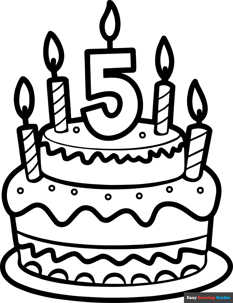 Happy Birthday Card 5 Years Coloring Page Easy Drawing Guides
