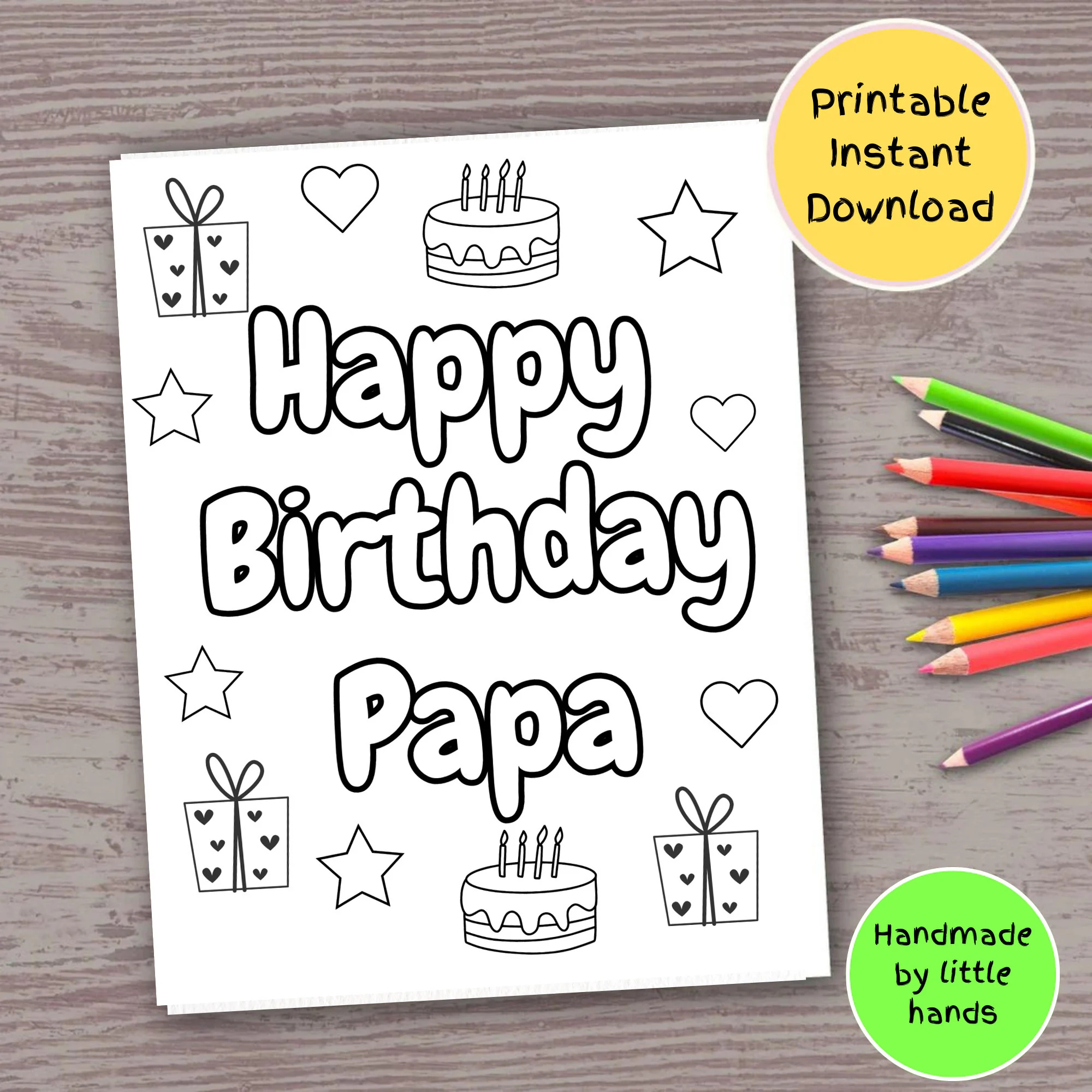 Happy Birthday Papa Printable Coloring Page For Kids Handmade Diy Birthday Card Gift For Papa From Grandkids Grandson Granddaughter To Papa Etsy Happy Birthday Papa Printable Coloring Page For Kids Handmade Diy Birthday Card Gift For Papa From Grandkids Grandson Granddaughter To Papa Etsy