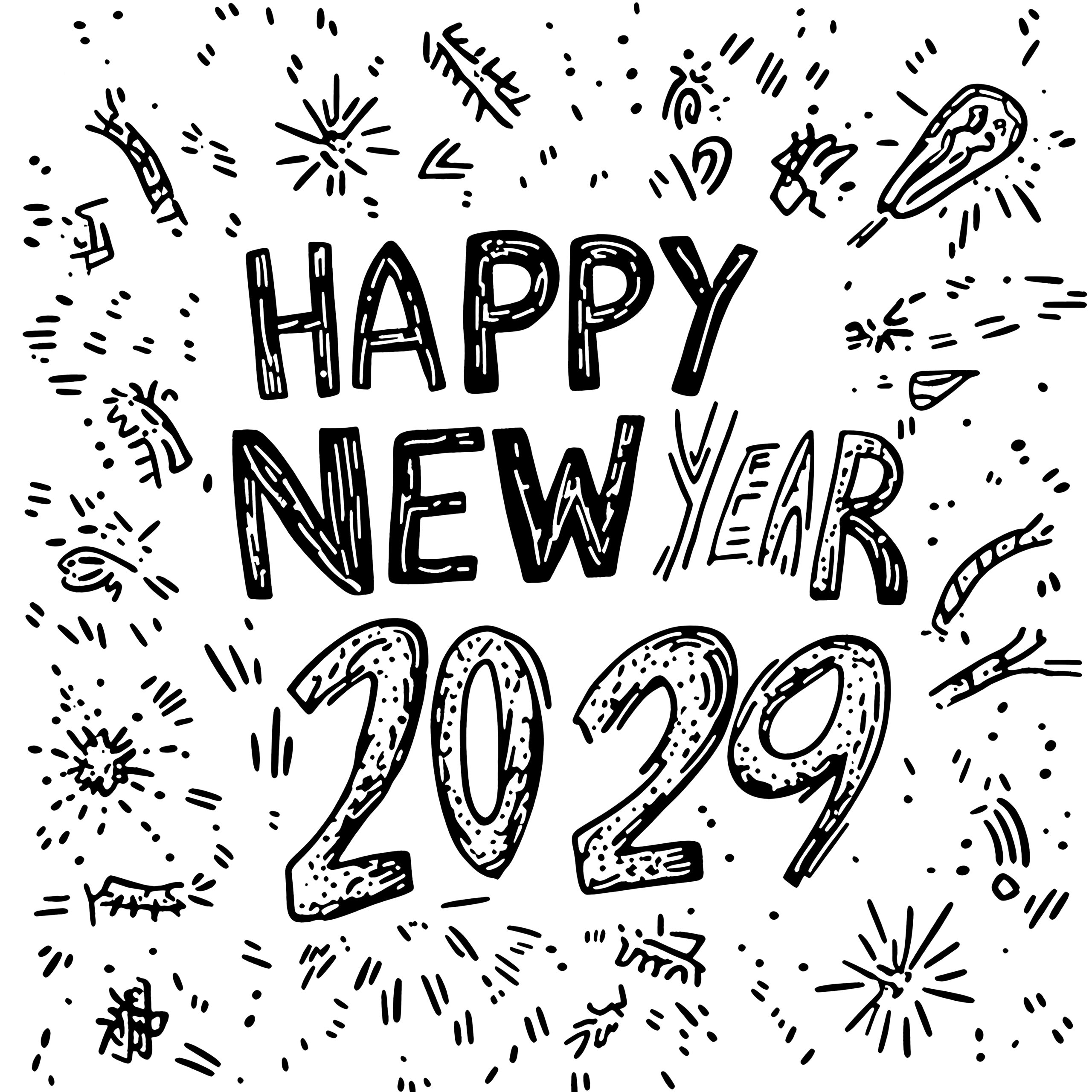 Happy New Year 2029 Free Coloring Page Happy New Year 2029 Free Coloring Page