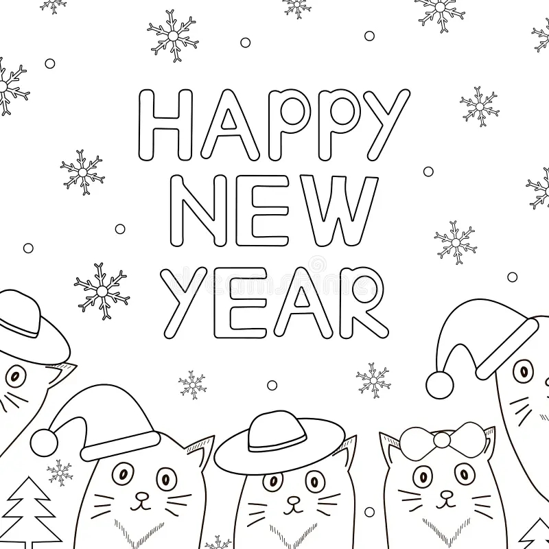 Happy New Year Coloring Page Stock Illustrations 4 562 Happy New Happy New Year Coloring Page Stock Illustrations 4 562 Happy New