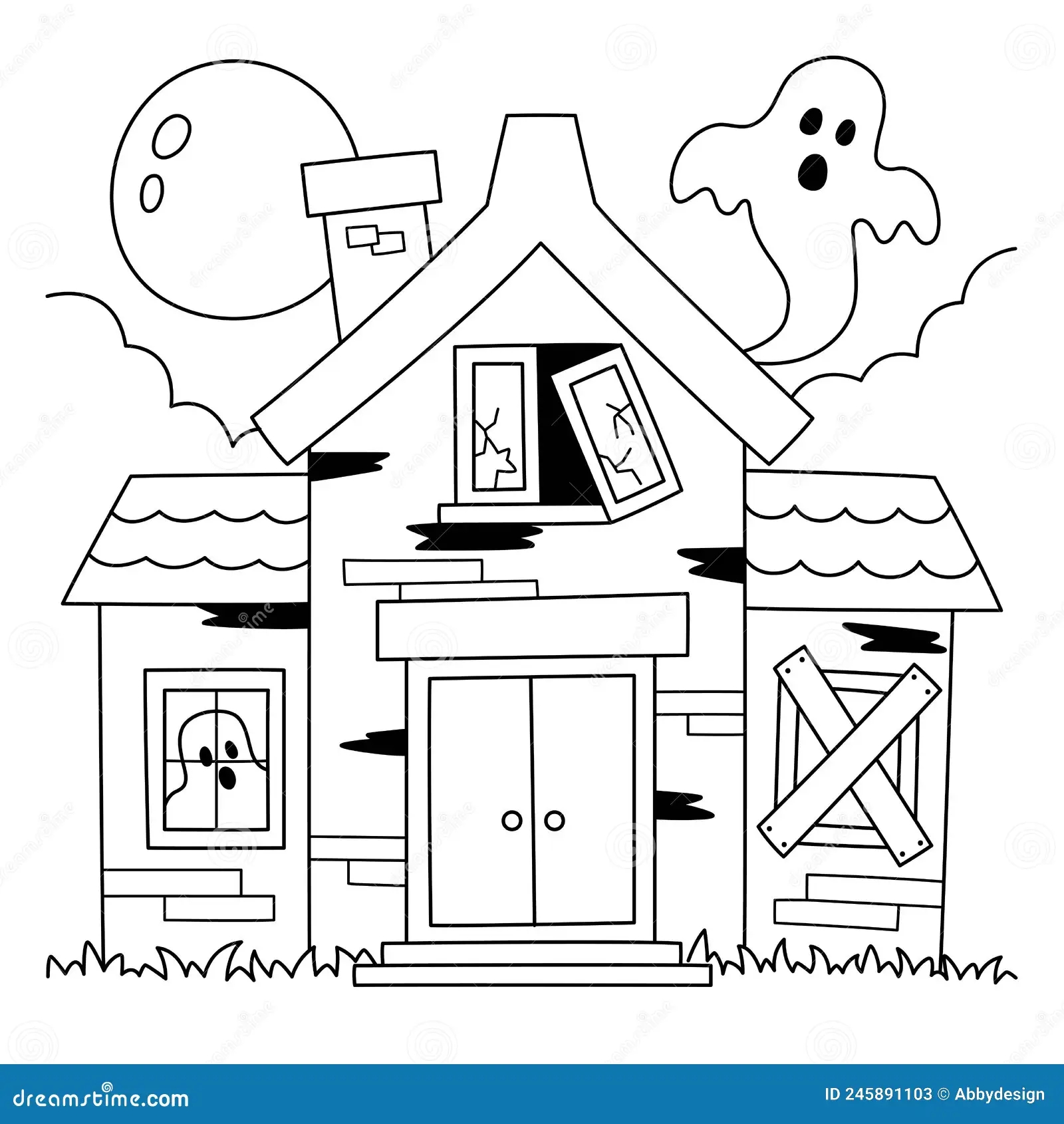 Haunted House Halloween Coloring Page For Kids Stock Vector Haunted House Halloween Coloring Page For Kids Stock Vector