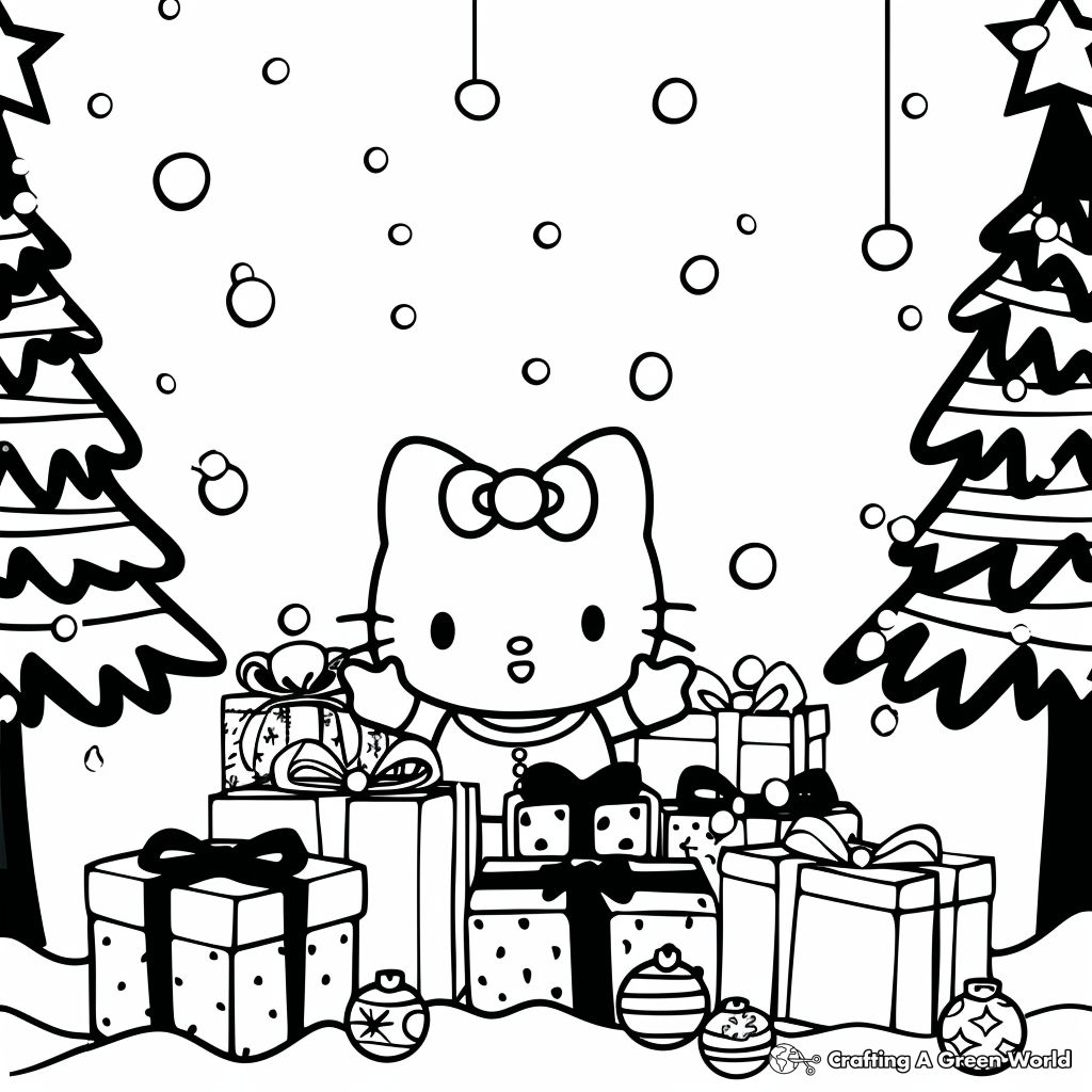 Hello Kitty Christmas Coloring Pages Free Printable 