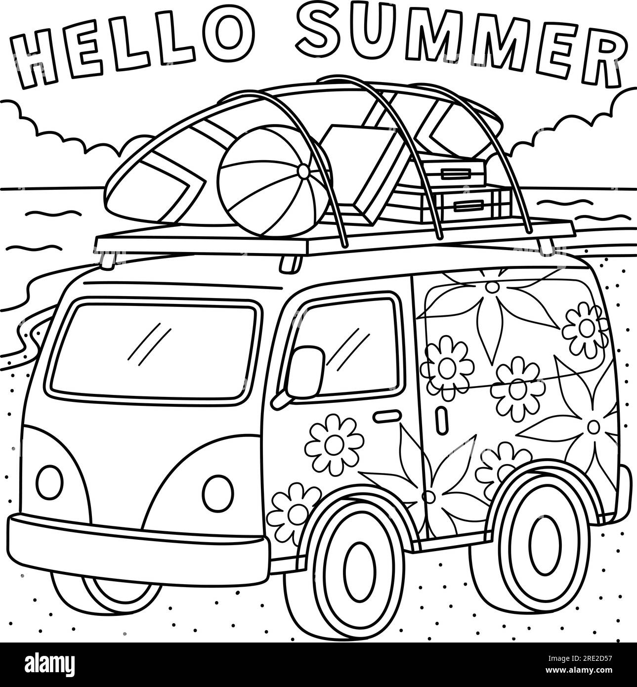 Hello Summer Coloring Page For Kids Stock Vektorgrafik Alamy Hello Summer Coloring Page For Kids Stock Vektorgrafik Alamy