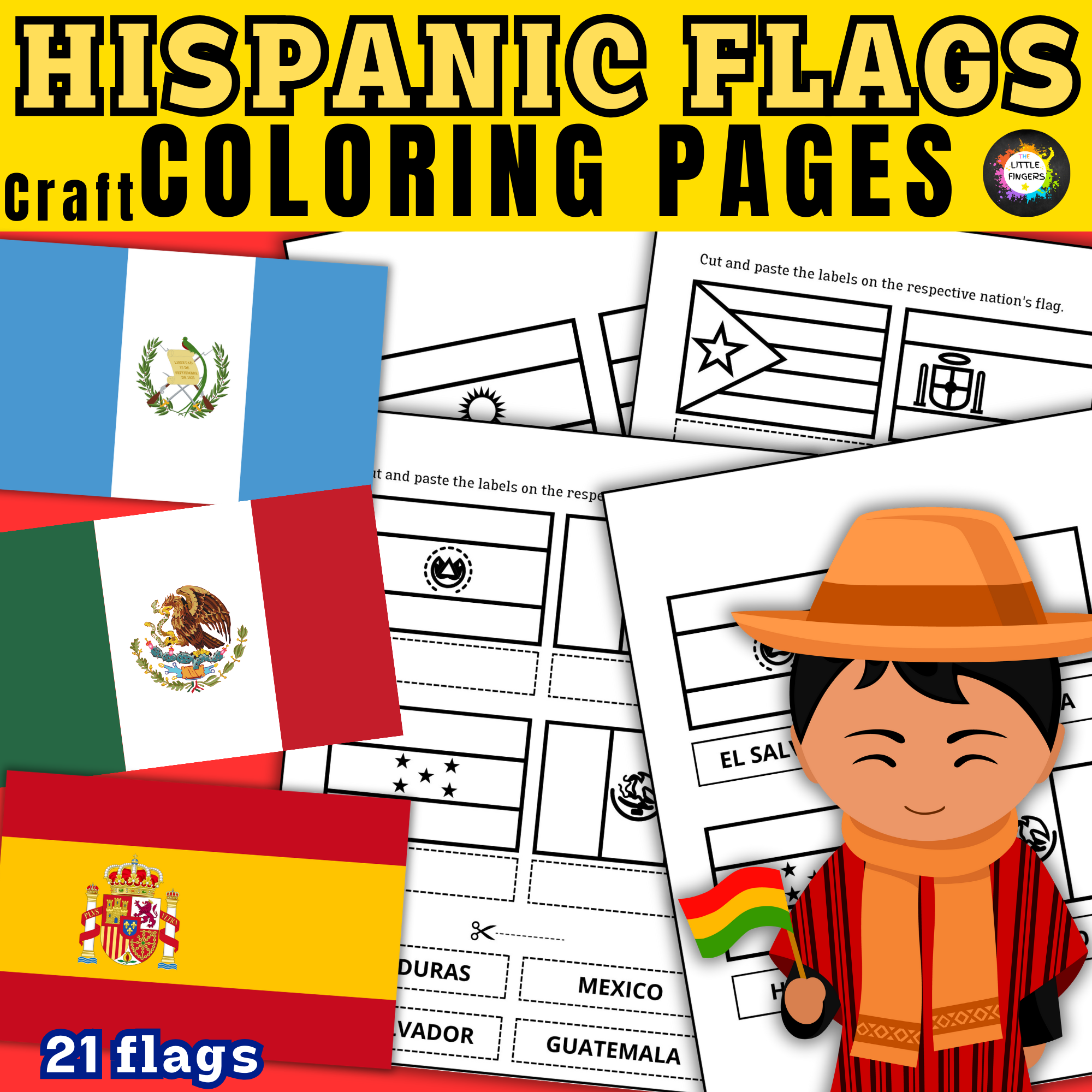 HISPANIC FLAGS CRAFT HISPANIC HERITAGE MONTH COLORING PAGES