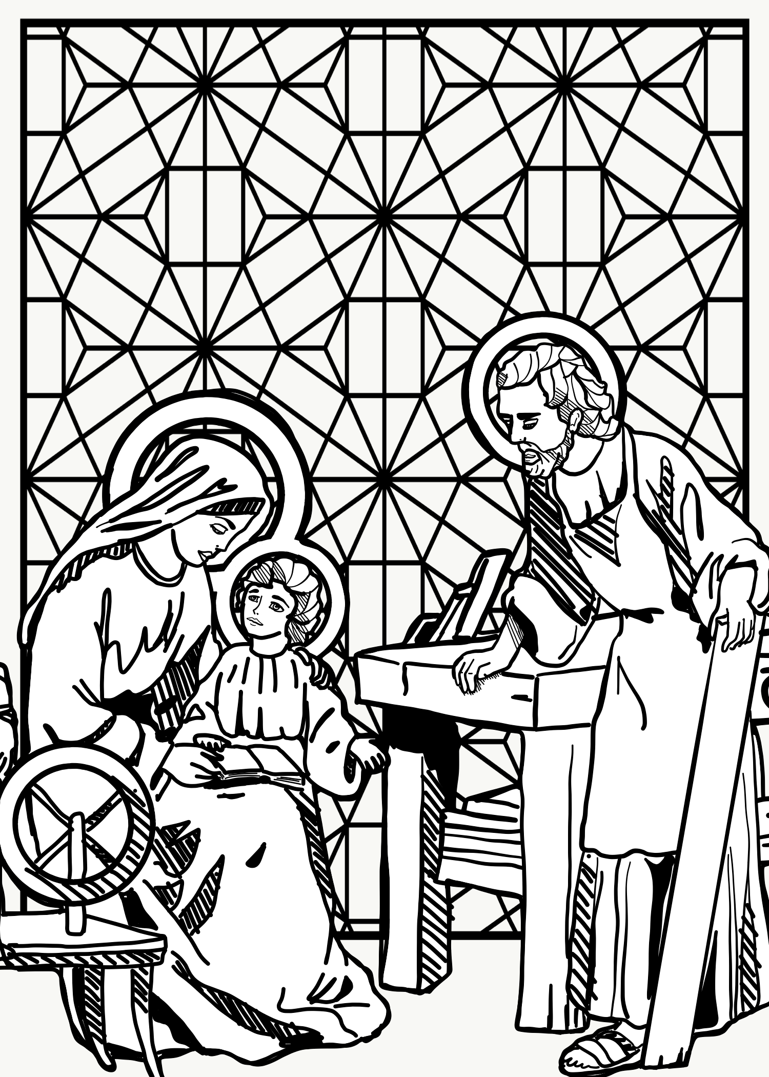 Holy Family Catholic Coloring Page
