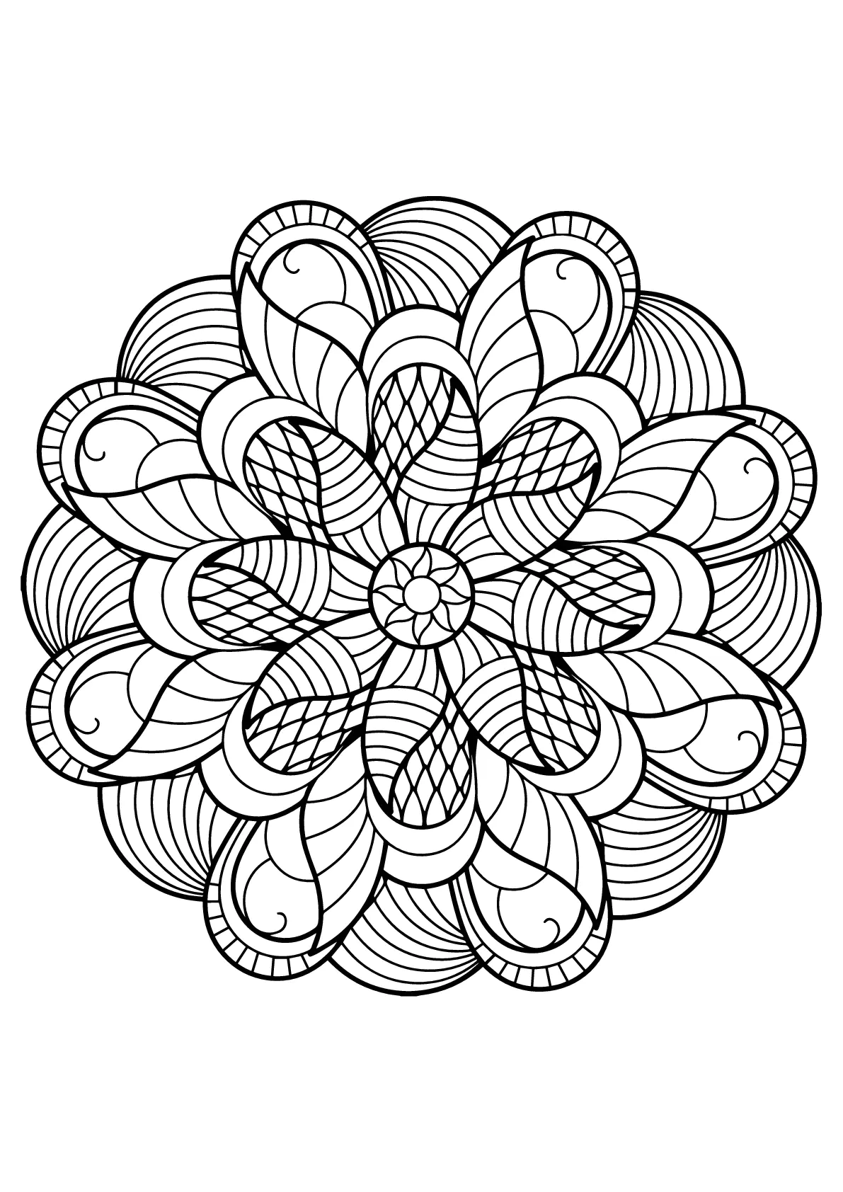 Hypnotic Mandala Of Rounded Shapes Mandala Coloring Pages For Kids Hypnotic Mandala Of Rounded Shapes Mandala Coloring Pages For Kids