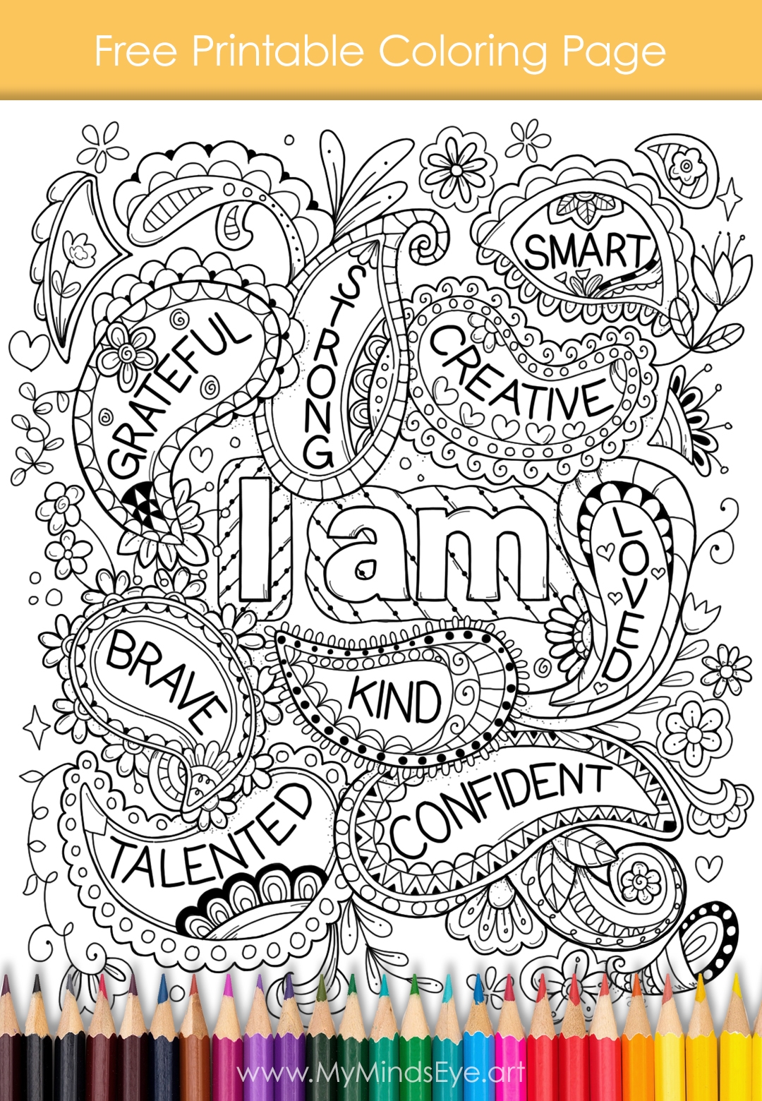 I Am Affirmations Coloring Page To Brighten Your Day I Am Affirmations Coloring Page To Brighten Your Day