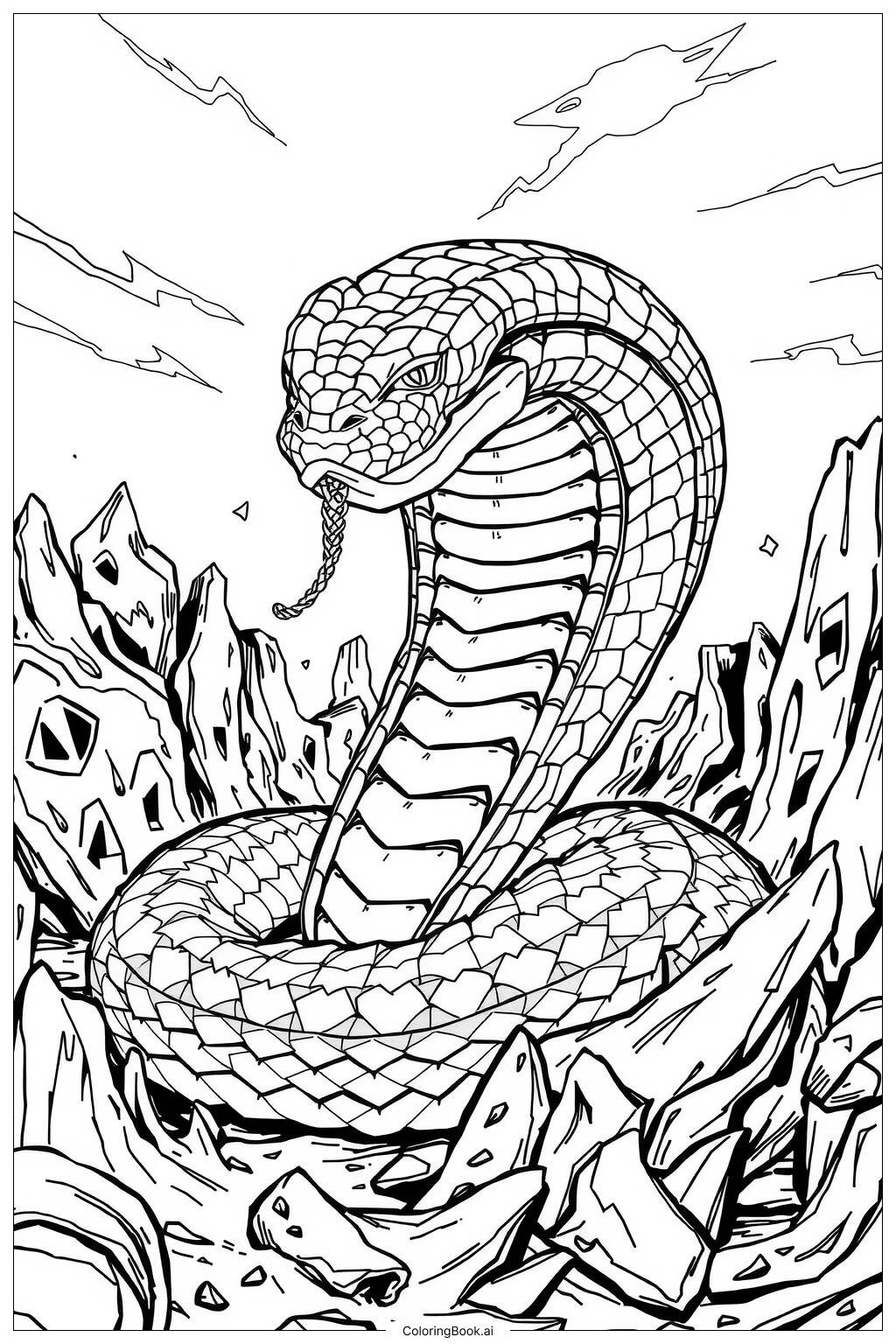 King Cobra Snake Battle Coloring Page Free PDF PNG Printable 