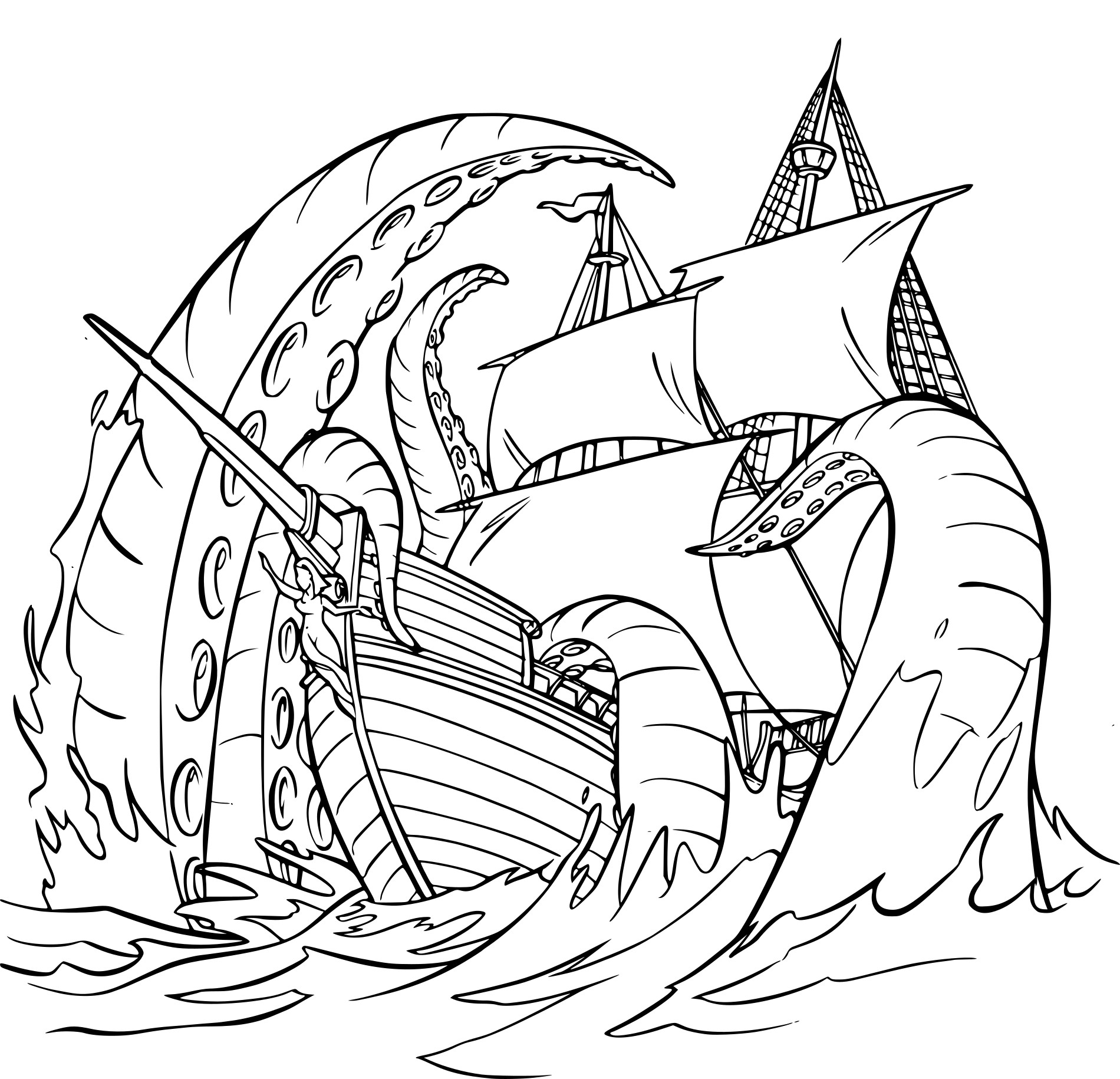 Printable Kraken Coloring Pages