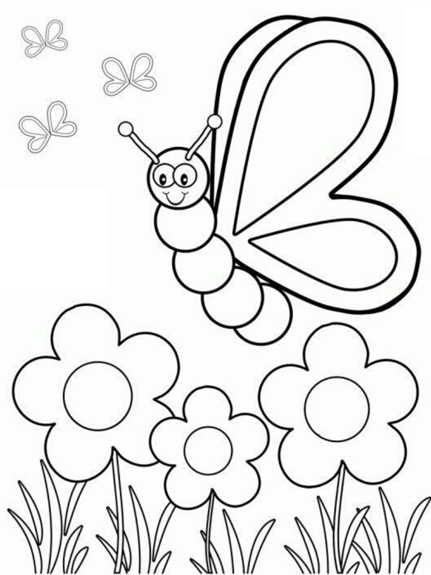 Large Butterfly With Flowers In Spring Coloring Page Download Print Or Color Online For Free