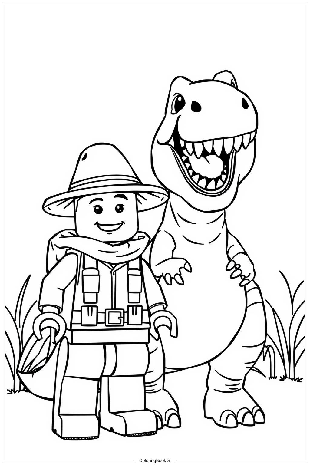 Lego Dinosaur Adventure With T Rex Coloring Page Free PDF PNG Printable Lego Dinosaur Adventure With T Rex Coloring Page Free PDF PNG Printable