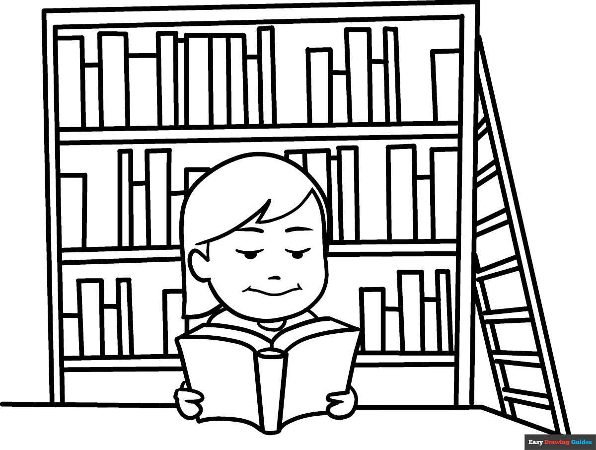 Library Coloring Page Easy Drawing Guides Library Coloring Page Easy Drawing Guides