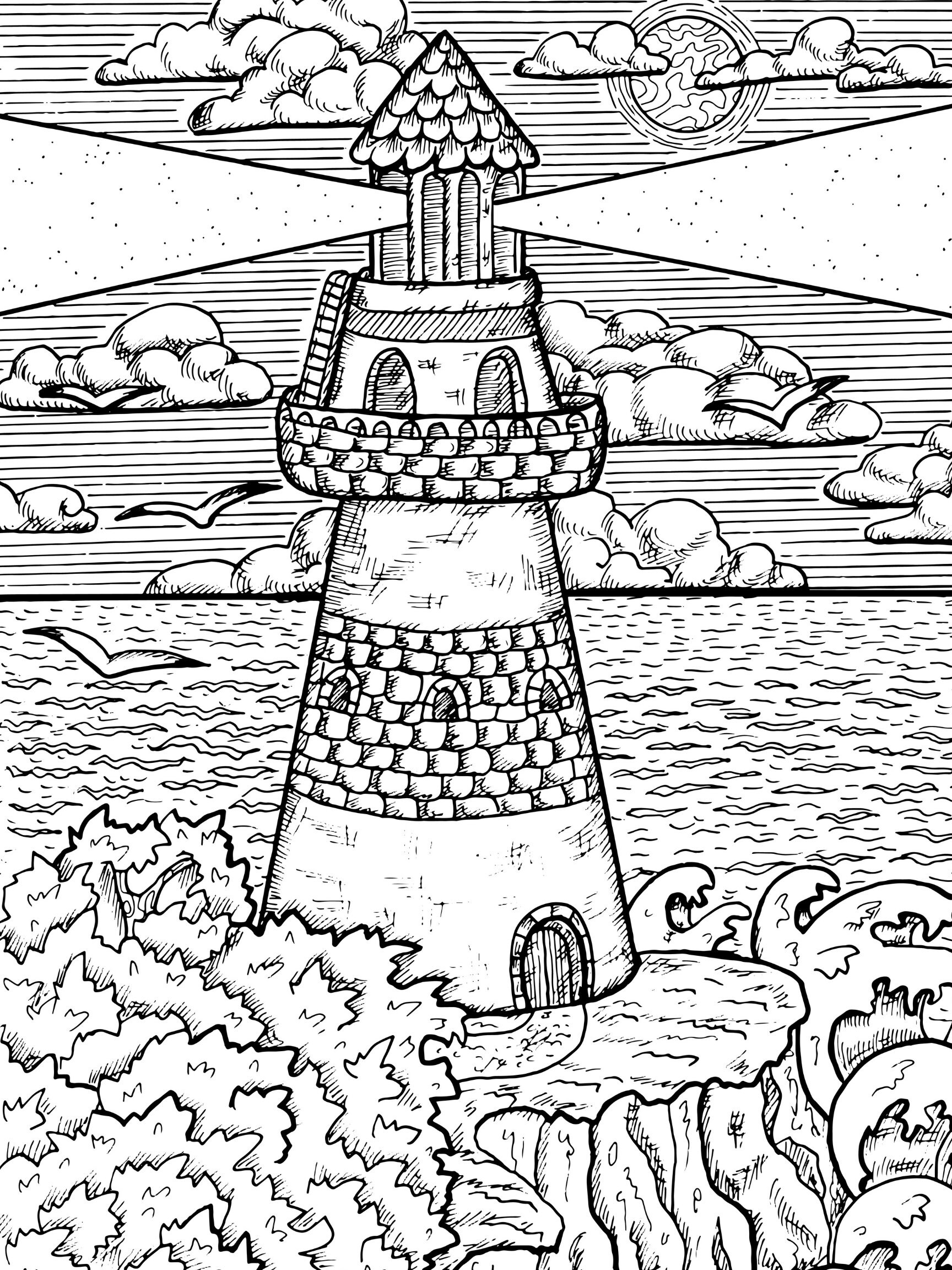 Lighthouse Adult Coloring Book Page Nautical Coloring Page Colouring Sheet Etsy Lighthouse Adult Coloring Book Page Nautical Coloring Page Colouring Sheet Etsy