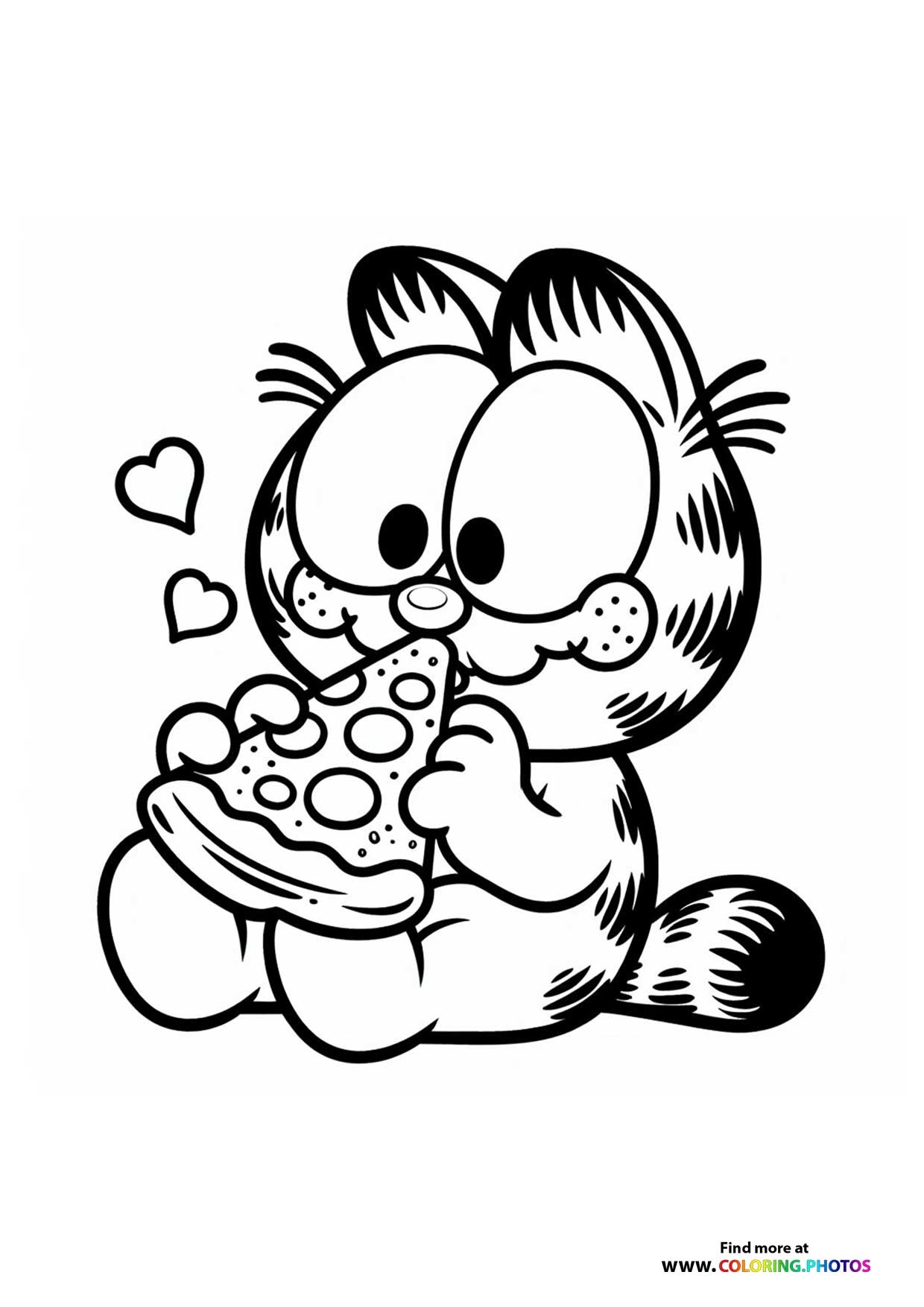 Little Garfield Eating Pizza Coloring Pages For Kids Little Garfield Eating Pizza Coloring Pages For Kids