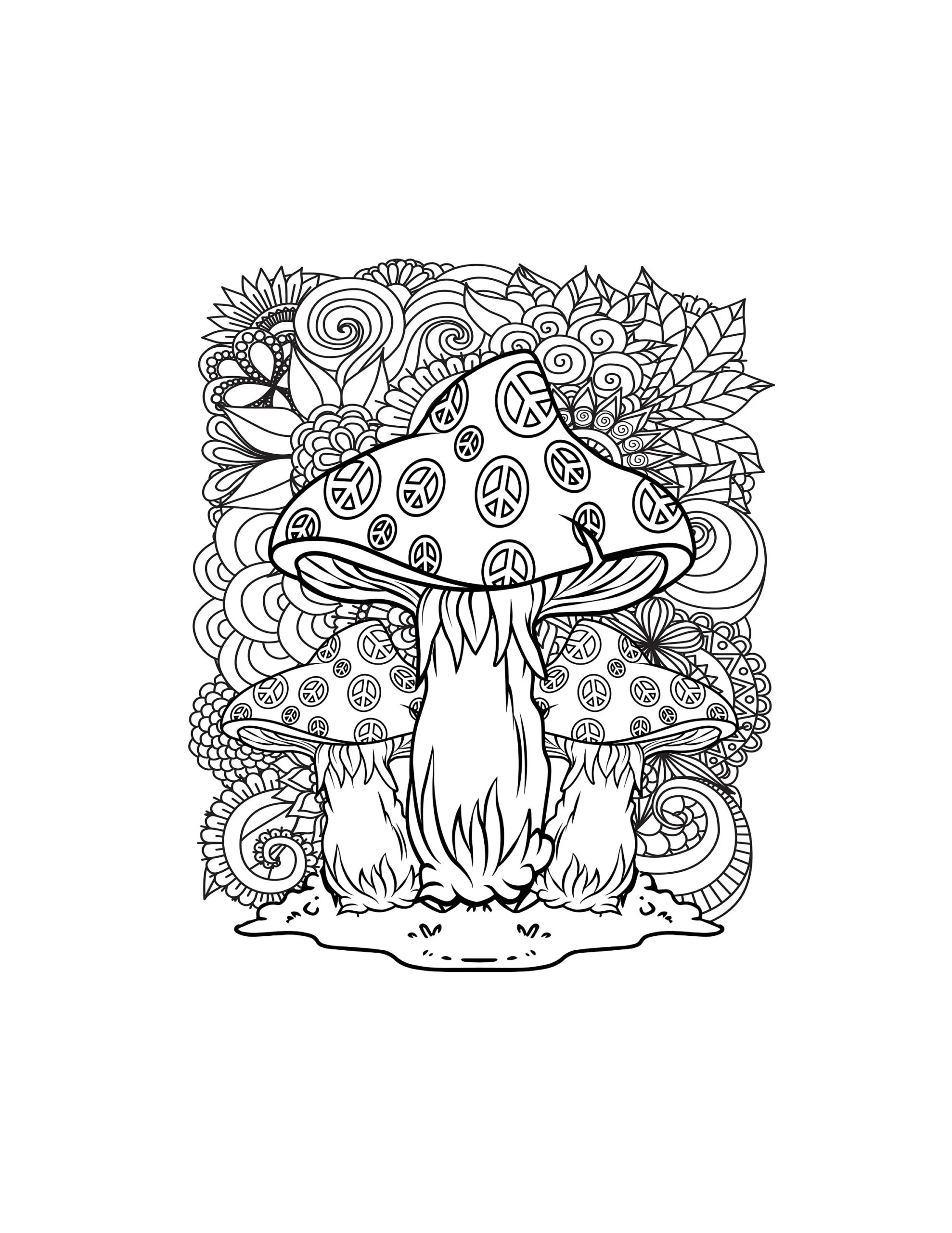 Magic Mushroom Printable Coloring Pages Digital Download Magic Mushroom Printable Coloring Pages Digital Download