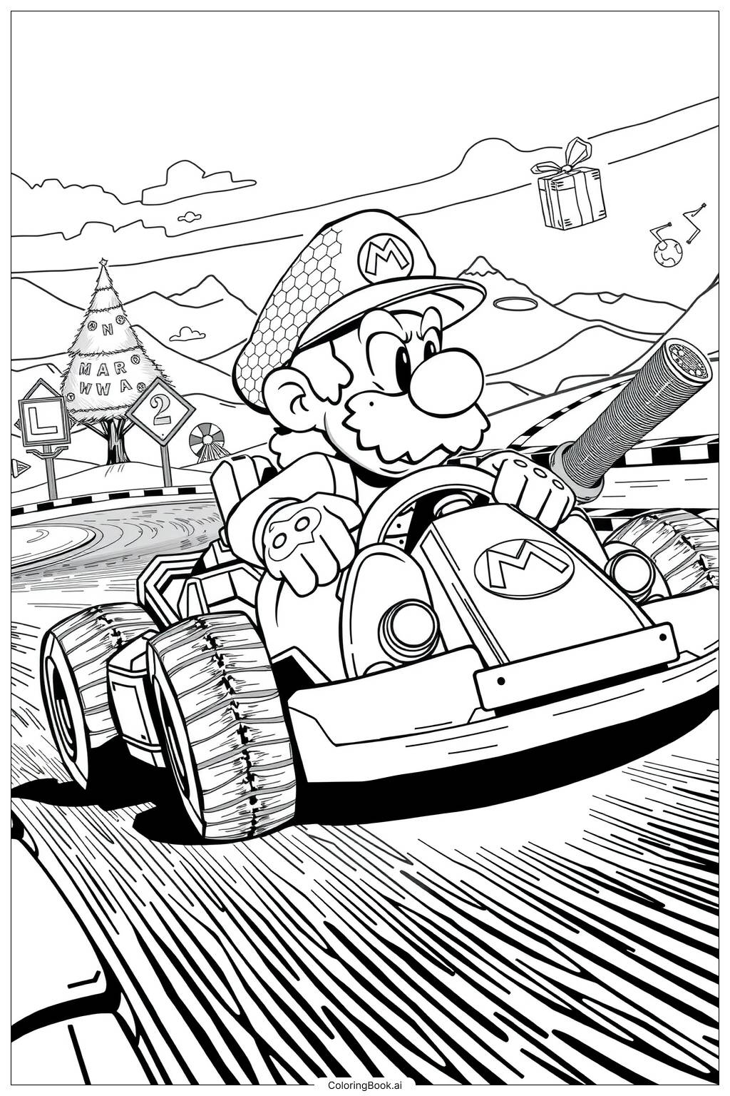 Mario Driving In Mario Kart Coloring Page Free PDFu0026PNG Printable Mario Driving In Mario Kart Coloring Page Free PDFu0026PNG Printable