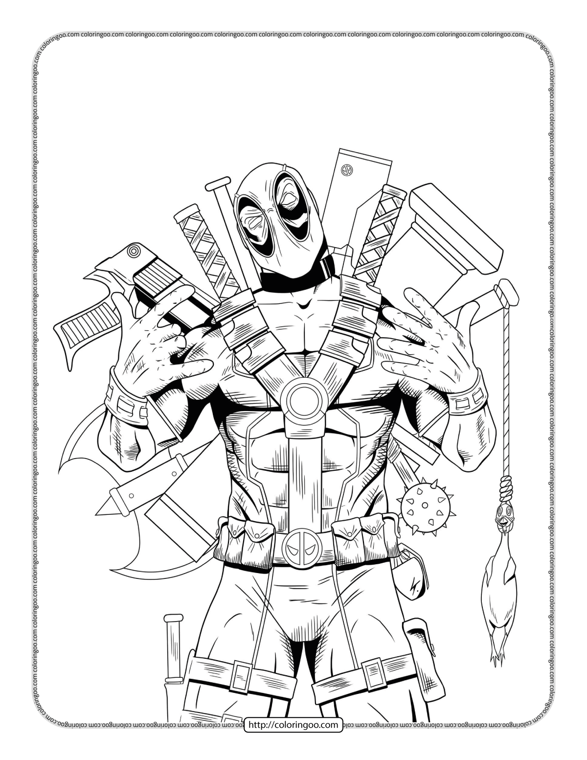Marvel Deadpool Coloring Pages Marvel Deadpool Coloring Pages
