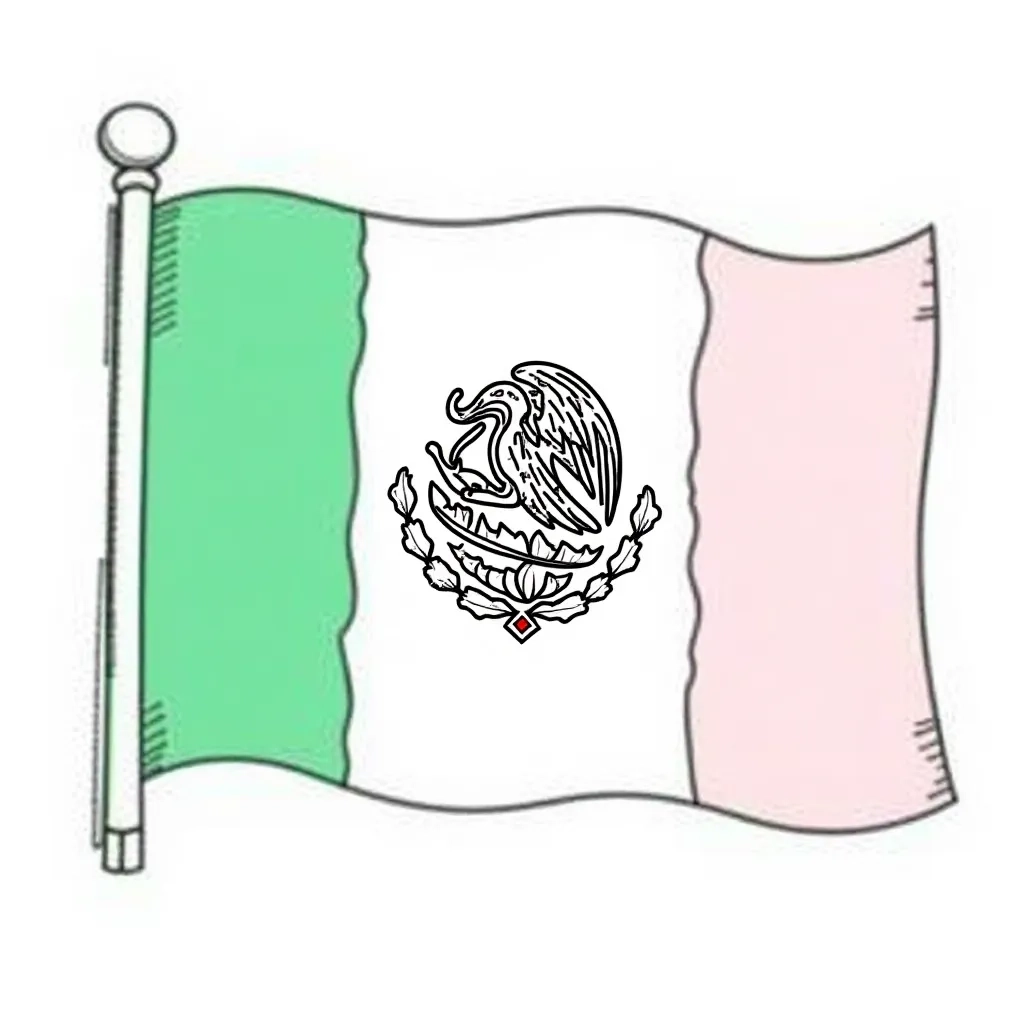 Mexican Flag Basic Coloring Page AI Generated ZColoring Mexican Flag Basic Coloring Page AI Generated ZColoring
