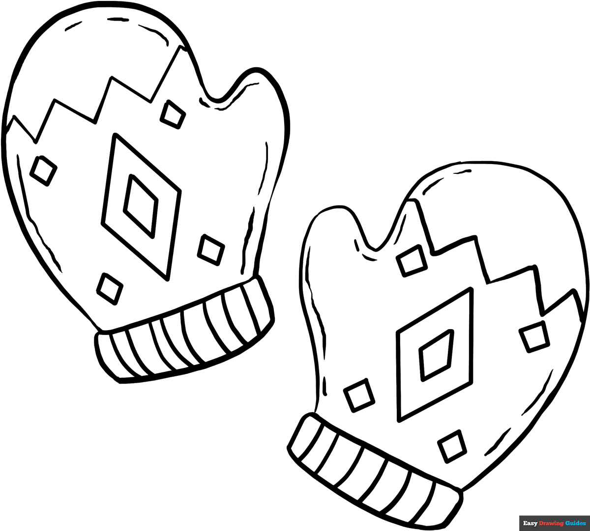 Mittens Coloring Page Easy Drawing Guides Mittens Coloring Page Easy Drawing Guides