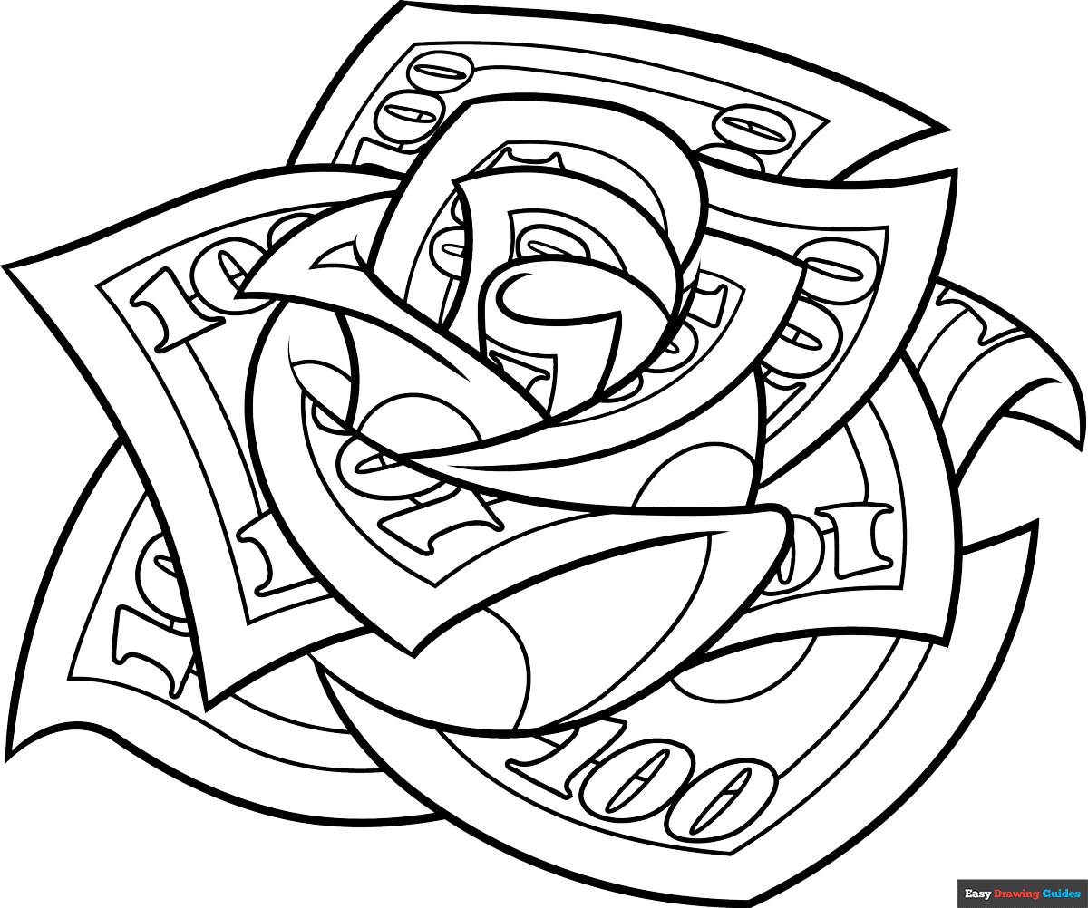 Money Rose Coloring Page Easy Drawing Guides Money Rose Coloring Page Easy Drawing Guides