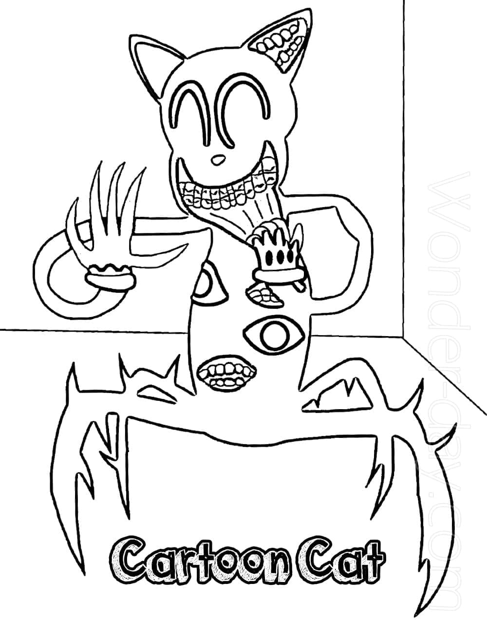 Monster Cartoon Cat Coloring Page Download Print Or Color Online For Free