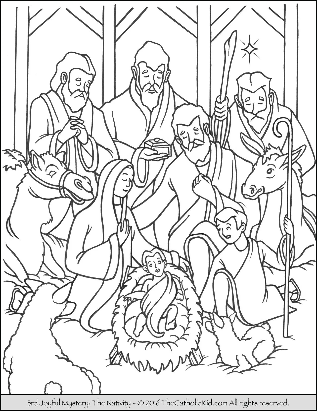 Nativity Coloring Page TheCatholicKid Nativity Coloring Page TheCatholicKid