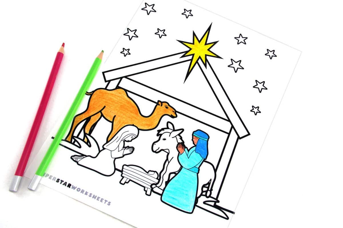 Nativity Coloring Pages Superstar Worksheets