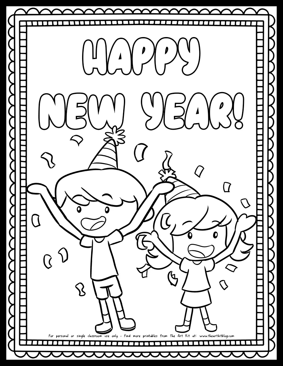 Happy New Years Coloring Pages Printable Happy New Years Coloring Pages Printable