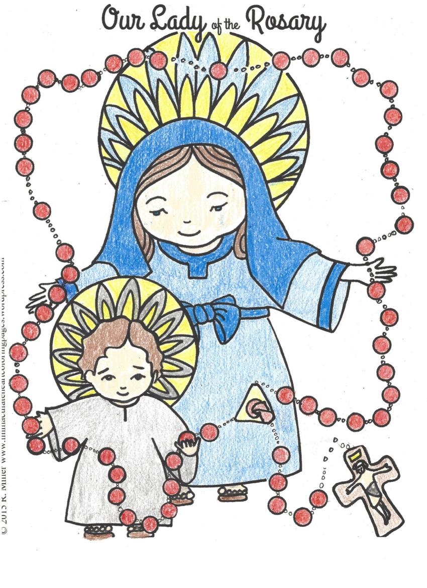 Our Lady Of The Rosary Coloring Page Immaculate Heart Coloring Pages