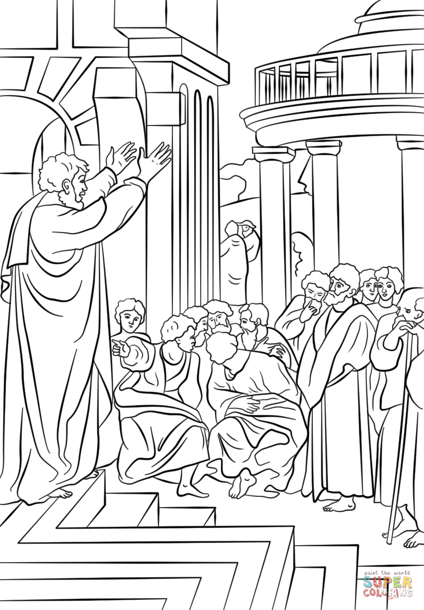 Paul Preaching In Athens Coloring Page Free Printable Coloring Pages