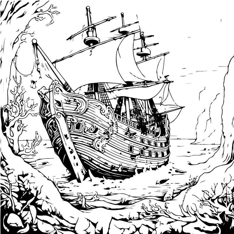 Free Printable Pirate Ship Coloring Pages
