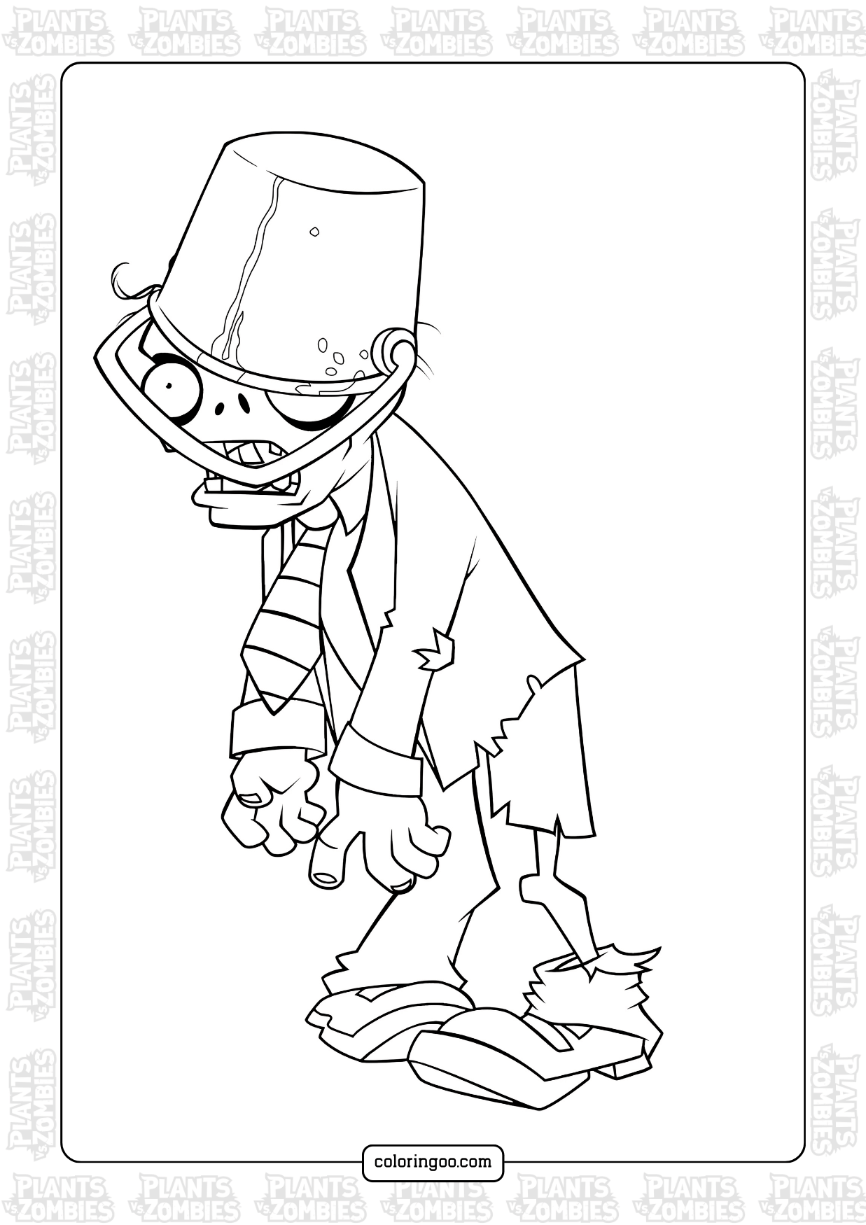 Plants Vs Zombies Buckethead Zombie Coloring Pages