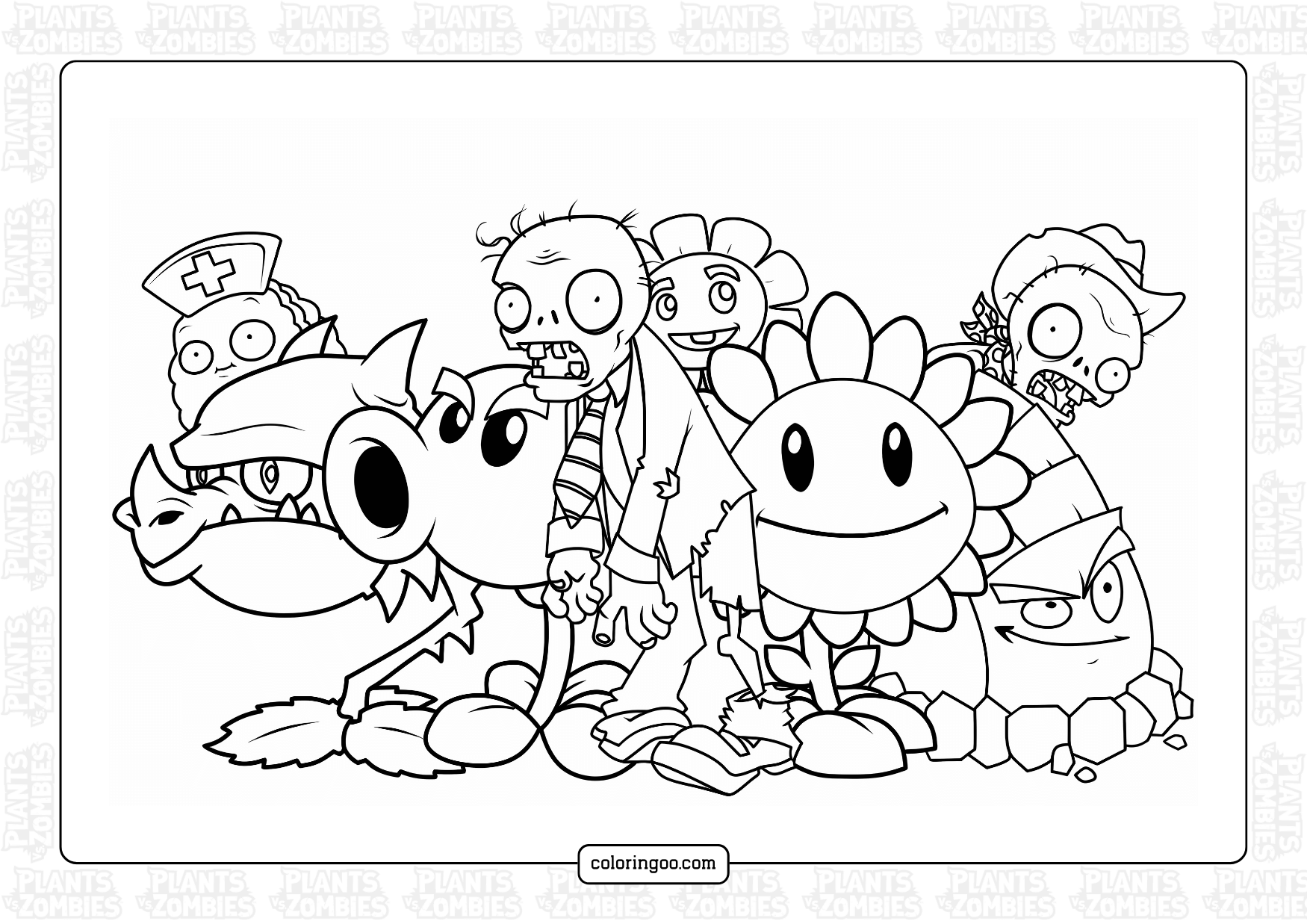 Plants Vs Zombies Characters Coloring Page Plants Vs Zombies Characters Coloring Page