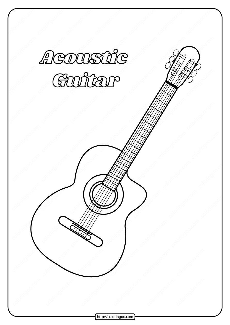 Printable Acoustic Guitar Coloring Pages