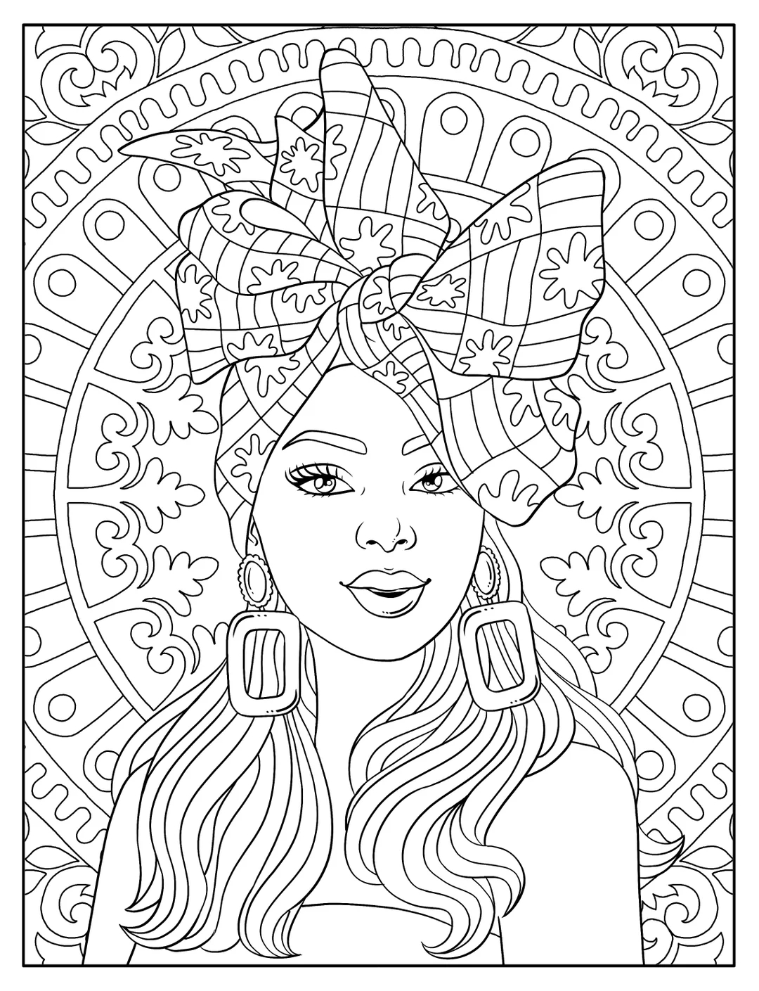 Printable Adult Coloring Page Beautiful Black Woman Portrait Download Illustration Printable JPG File Etsy