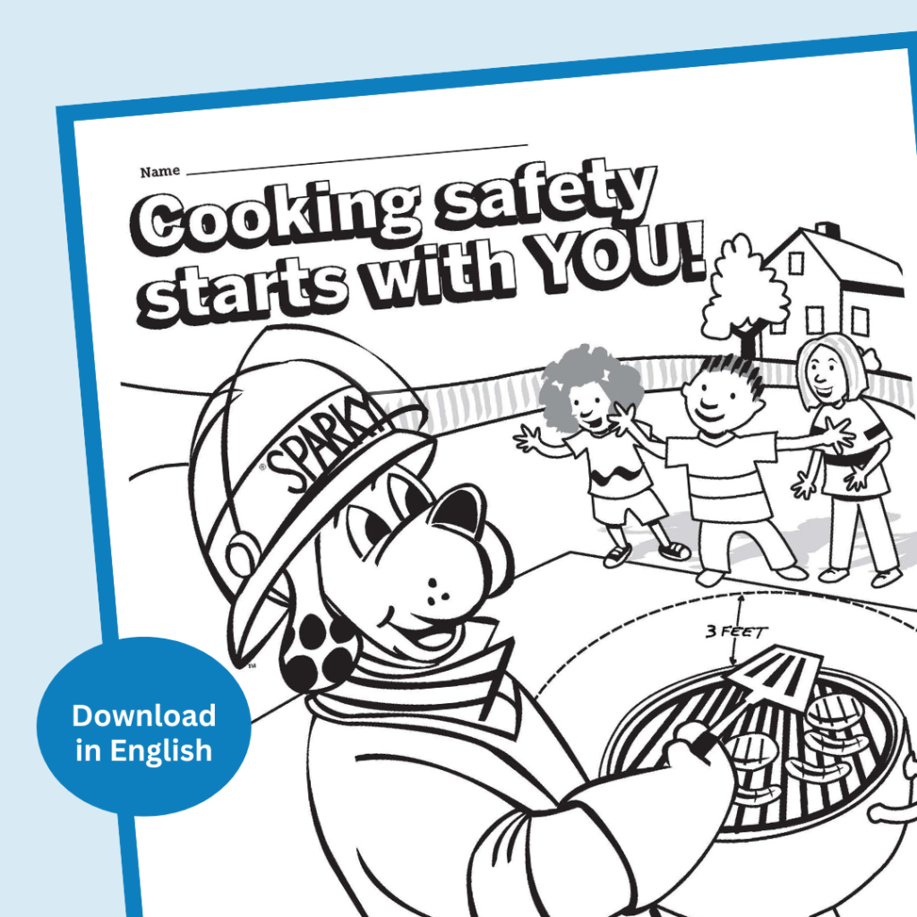 Printable Cooking Safety Coloring Page English And Spanish Sparky School House