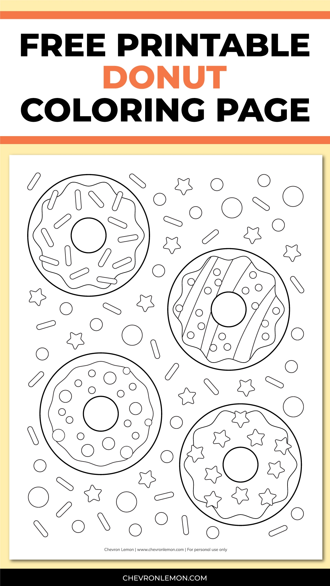 Printable Donut Coloring Page Chevron Lemon Printable Donut Coloring Page Chevron Lemon