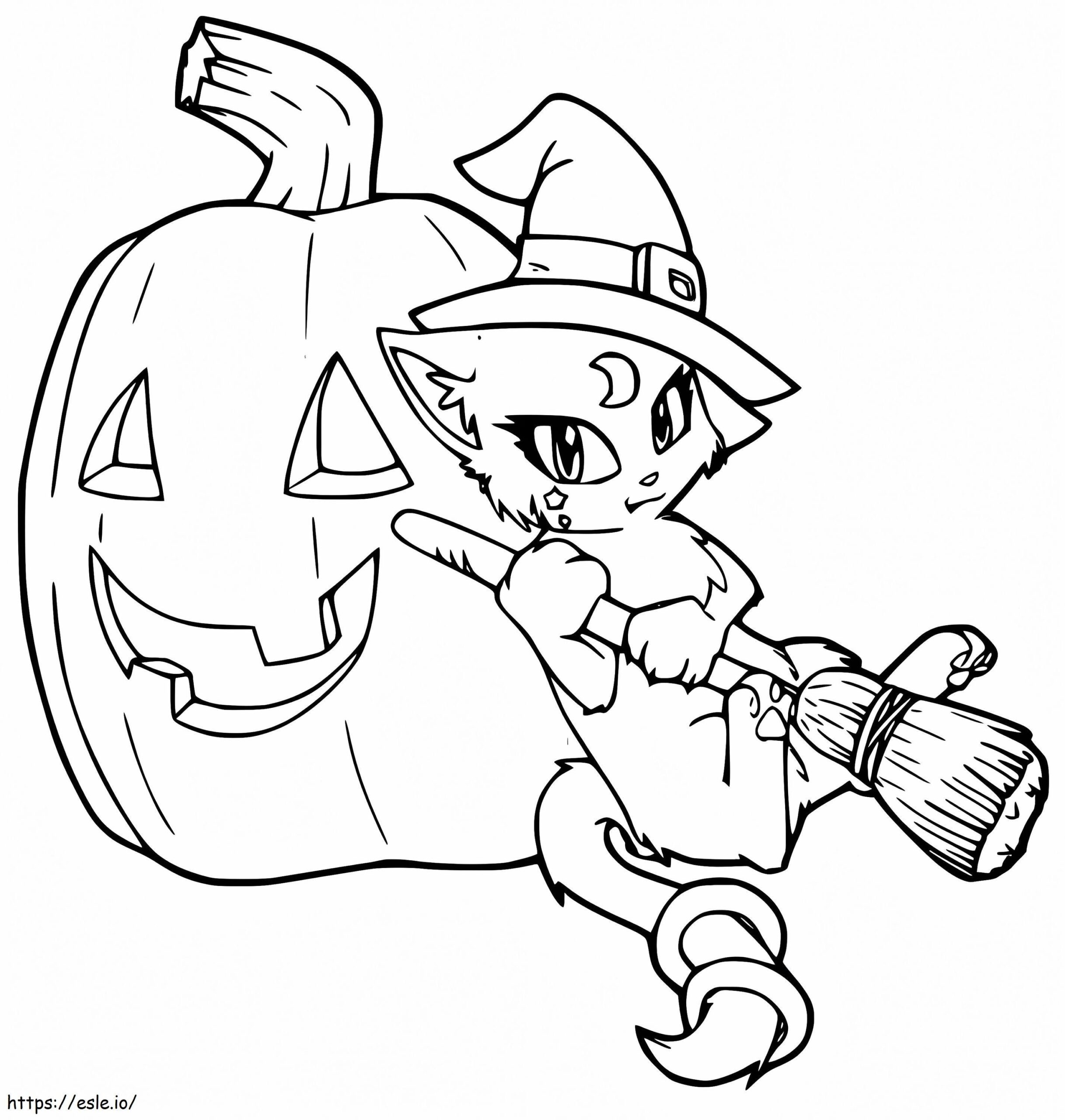Printable Halloween Cat Coloring Page
